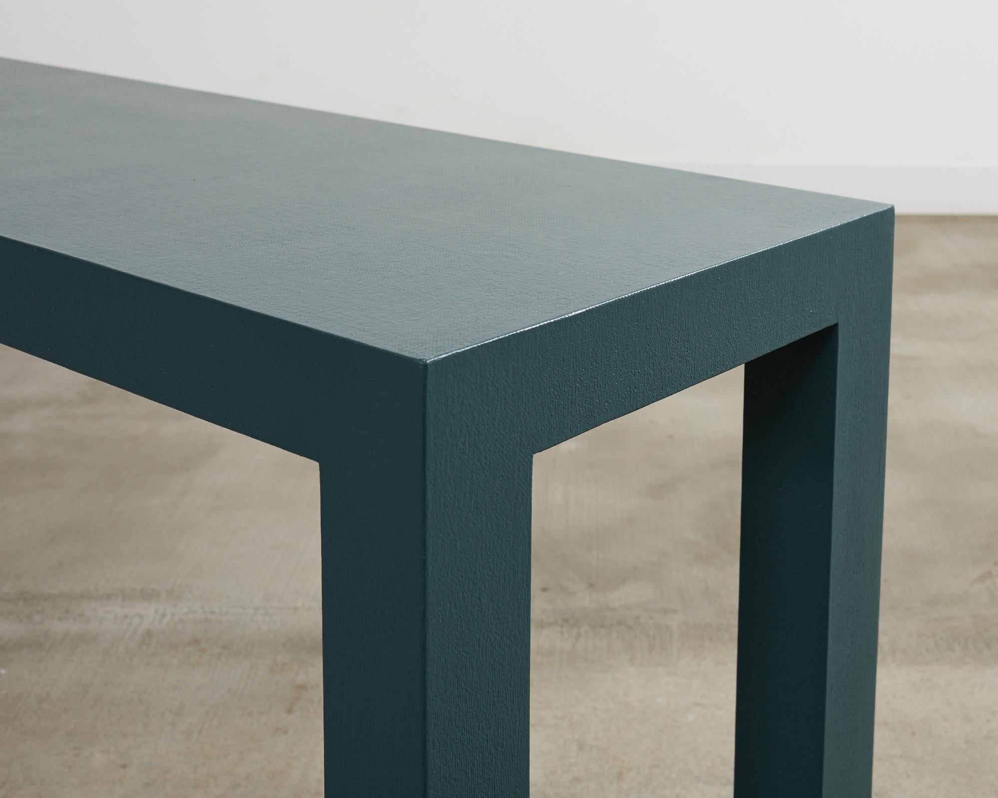 Monumental Lacquered Grasscloth Parsons Console Table 9 Ft. For Sale 10