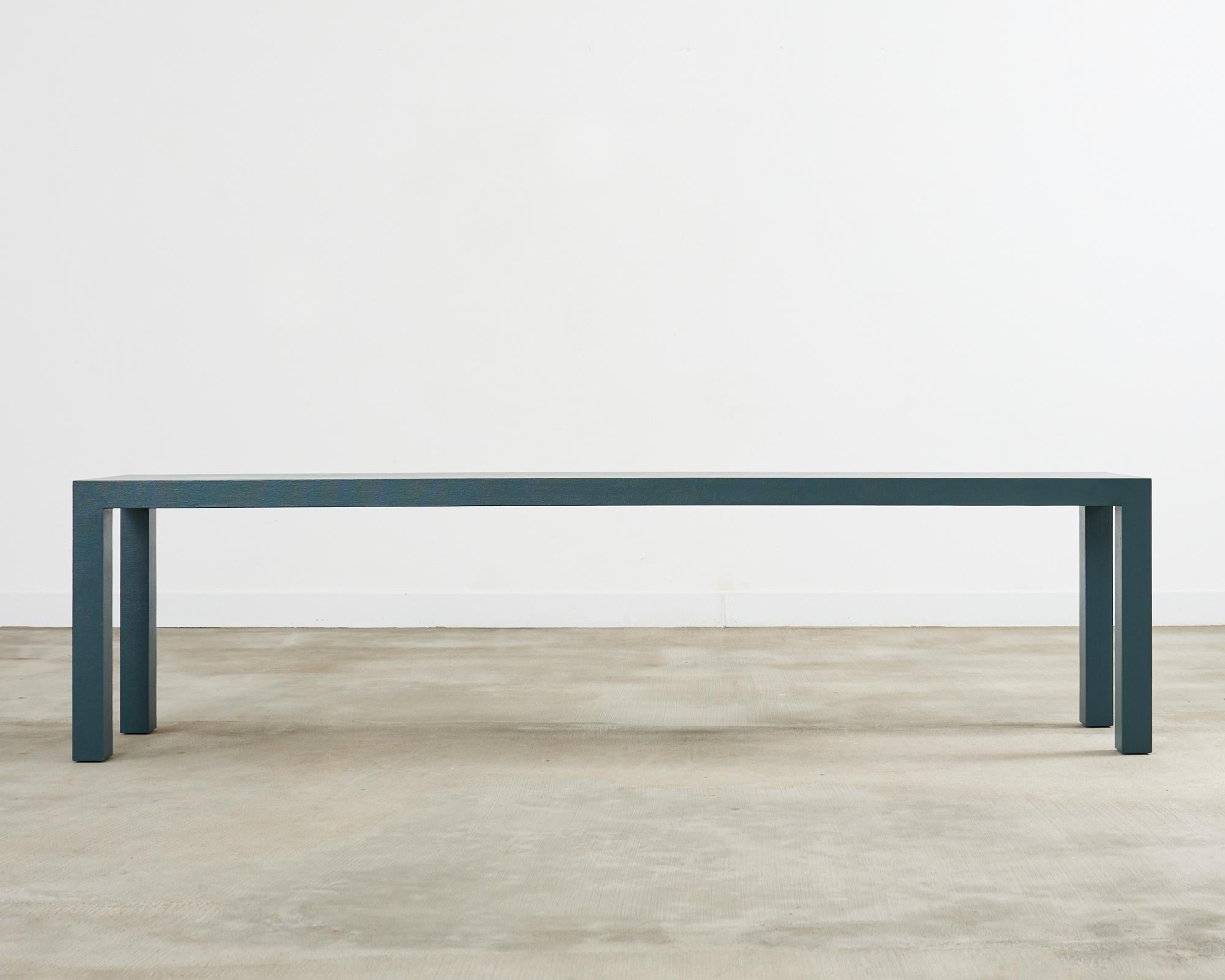 Monumental Lacquered Grasscloth Parsons Console Table 9 Ft. For Sale 12