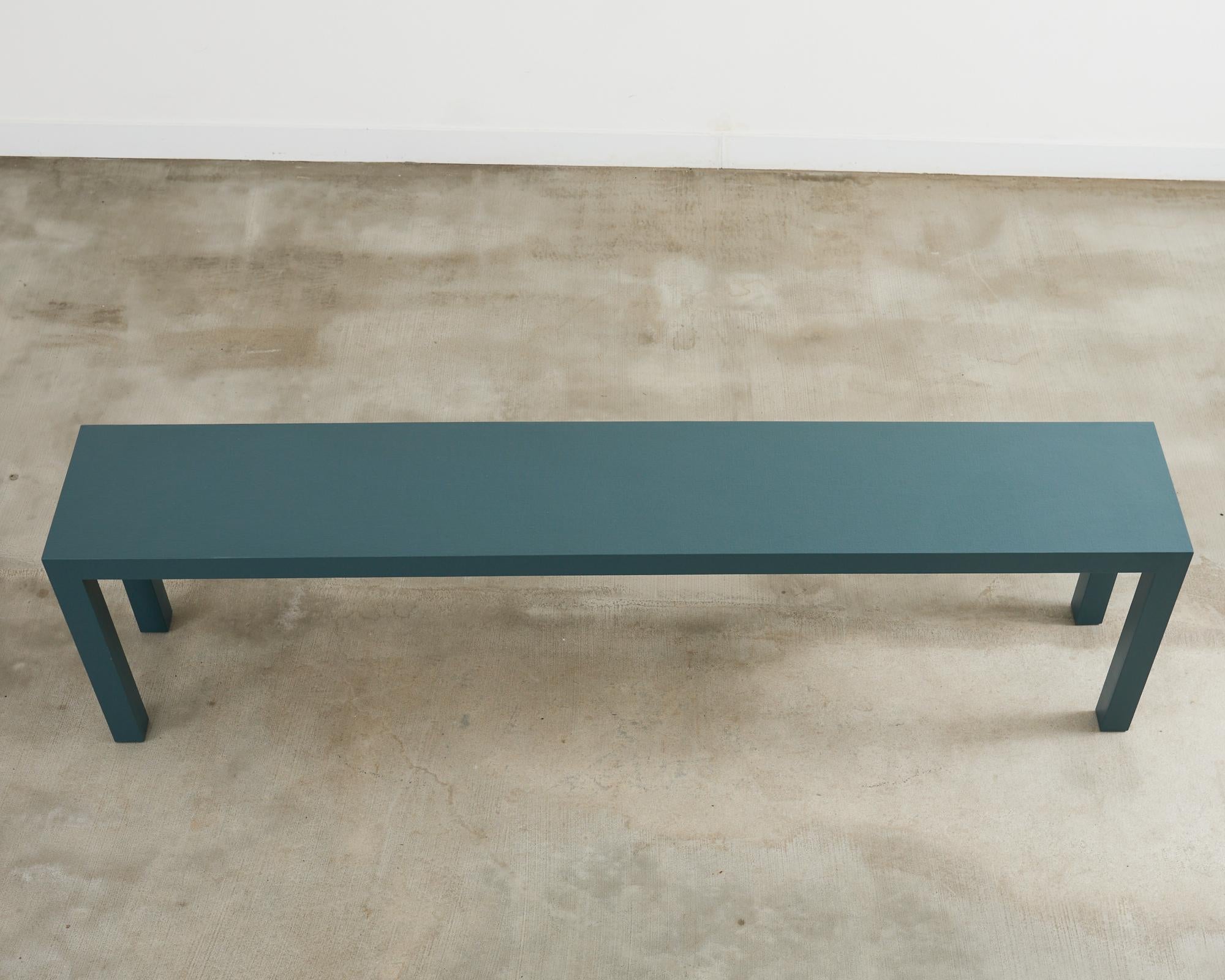 Monumental Lacquered Grasscloth Parsons Console Table 9 Ft. In Good Condition For Sale In Rio Vista, CA