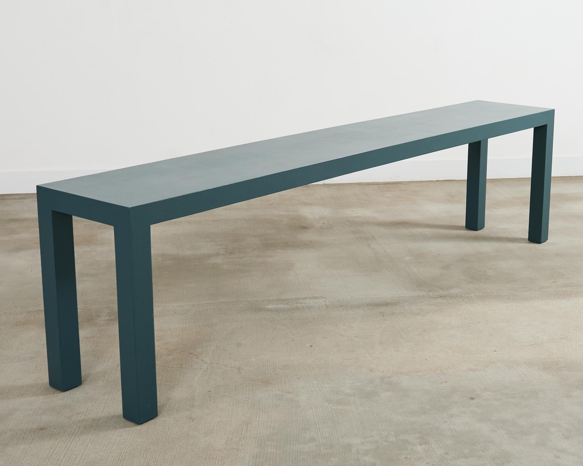 Monumental Lacquered Grasscloth Parsons Console Table 9 Ft. For Sale 2