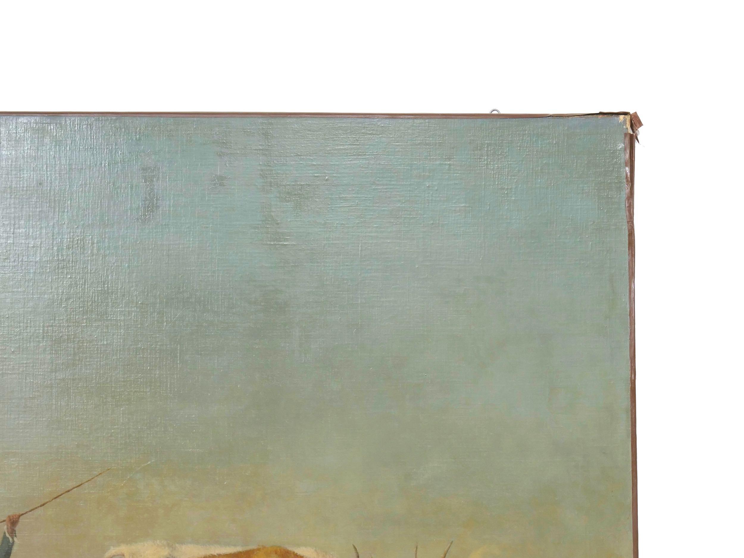 One of Rosa Bonheur's most famous paintings, this work is a carefully executed reproduction that is nearly contemporary to her. It is painted by an unknown artist 