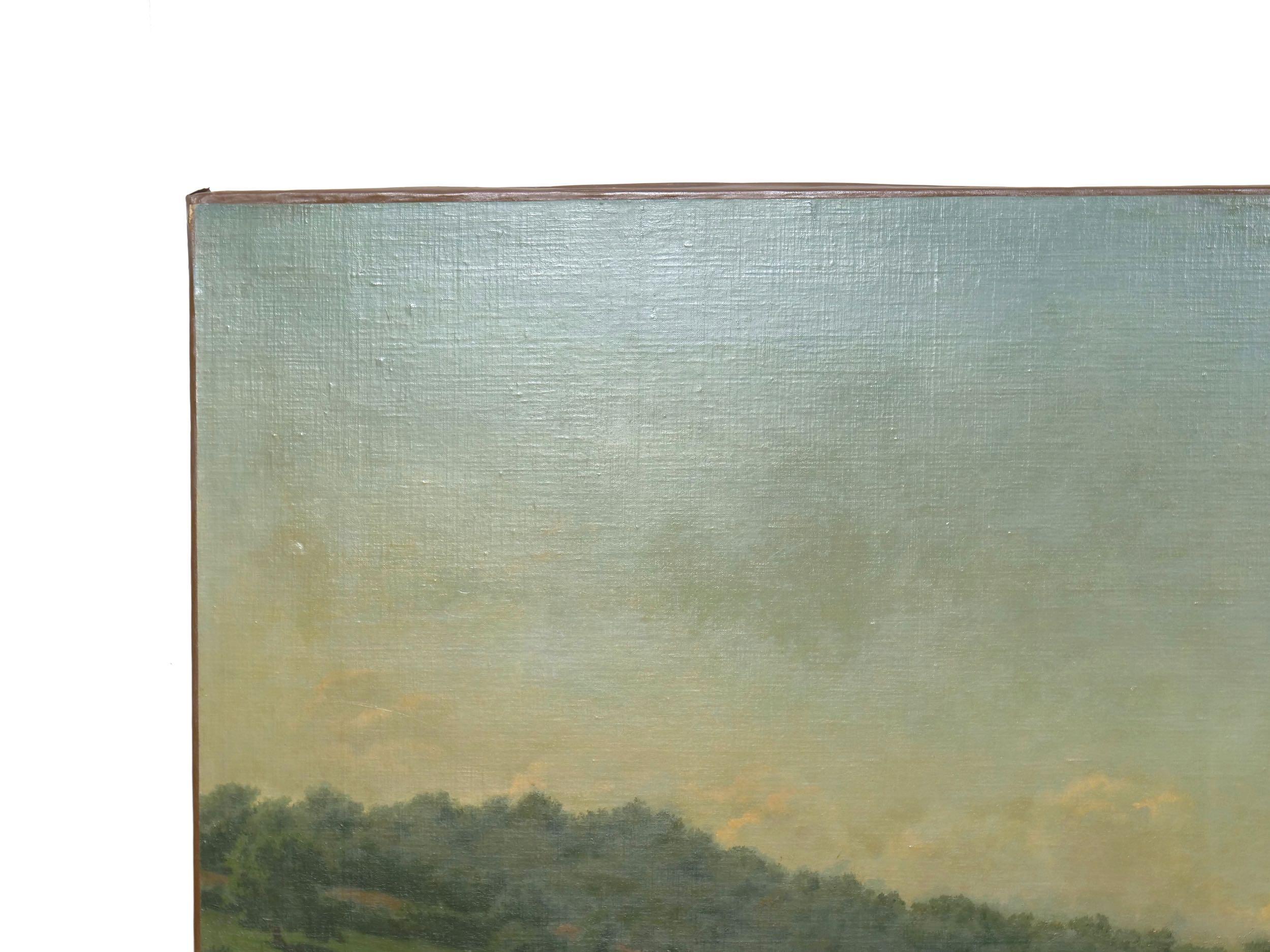 Barbizon School Monumental Landscape Painting “Oxen Ploughing in Nivernais” after Rosa Bonheur
