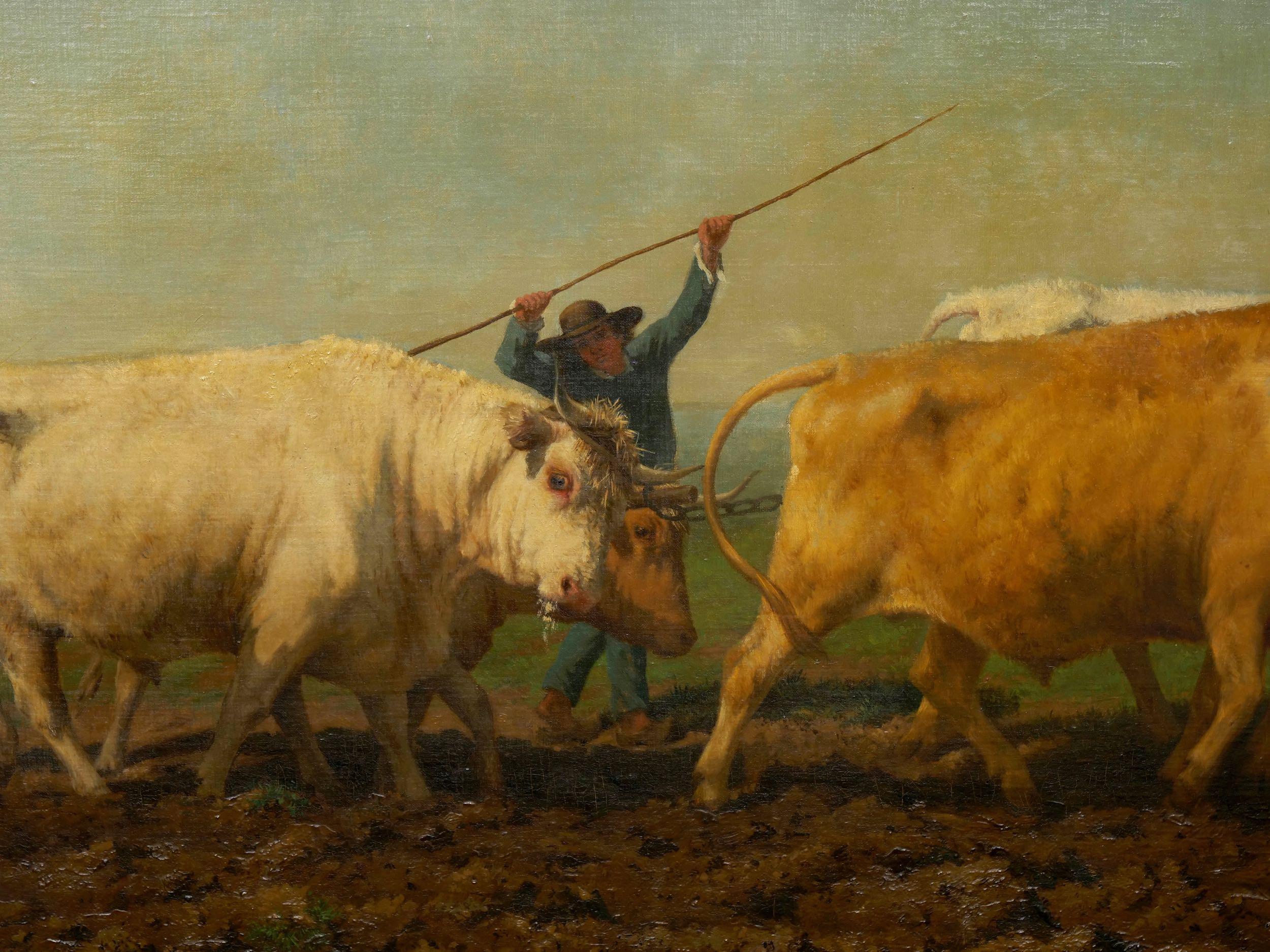 Monumental Landscape Painting “Oxen Ploughing in Nivernais” after Rosa Bonheur 2