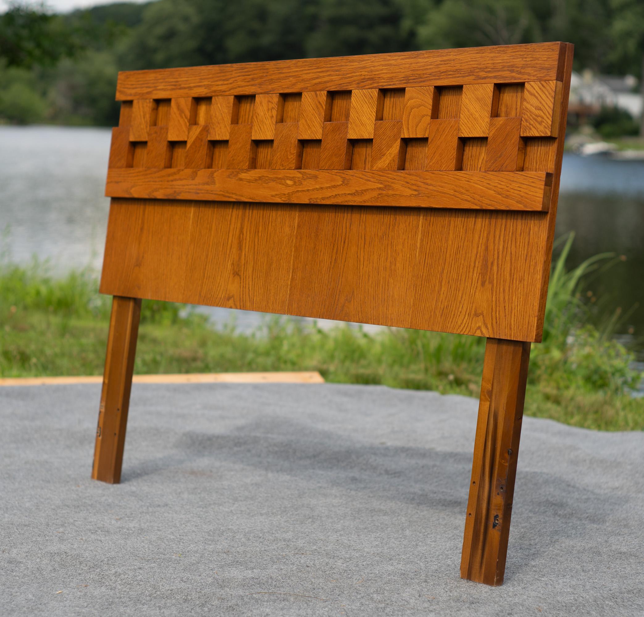 Mid-Century moderno Monumental Lane Furniture Testiera cubista Staccato da 62