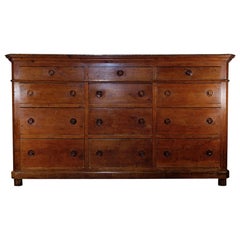 Monumental Large 19th Century Italian Bank of Drawers, Sideboard Storage