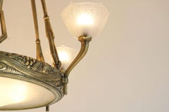 Gran araña monumental Art Déco de Maurice Dufrene & DAUM Nancy 1920 bronce