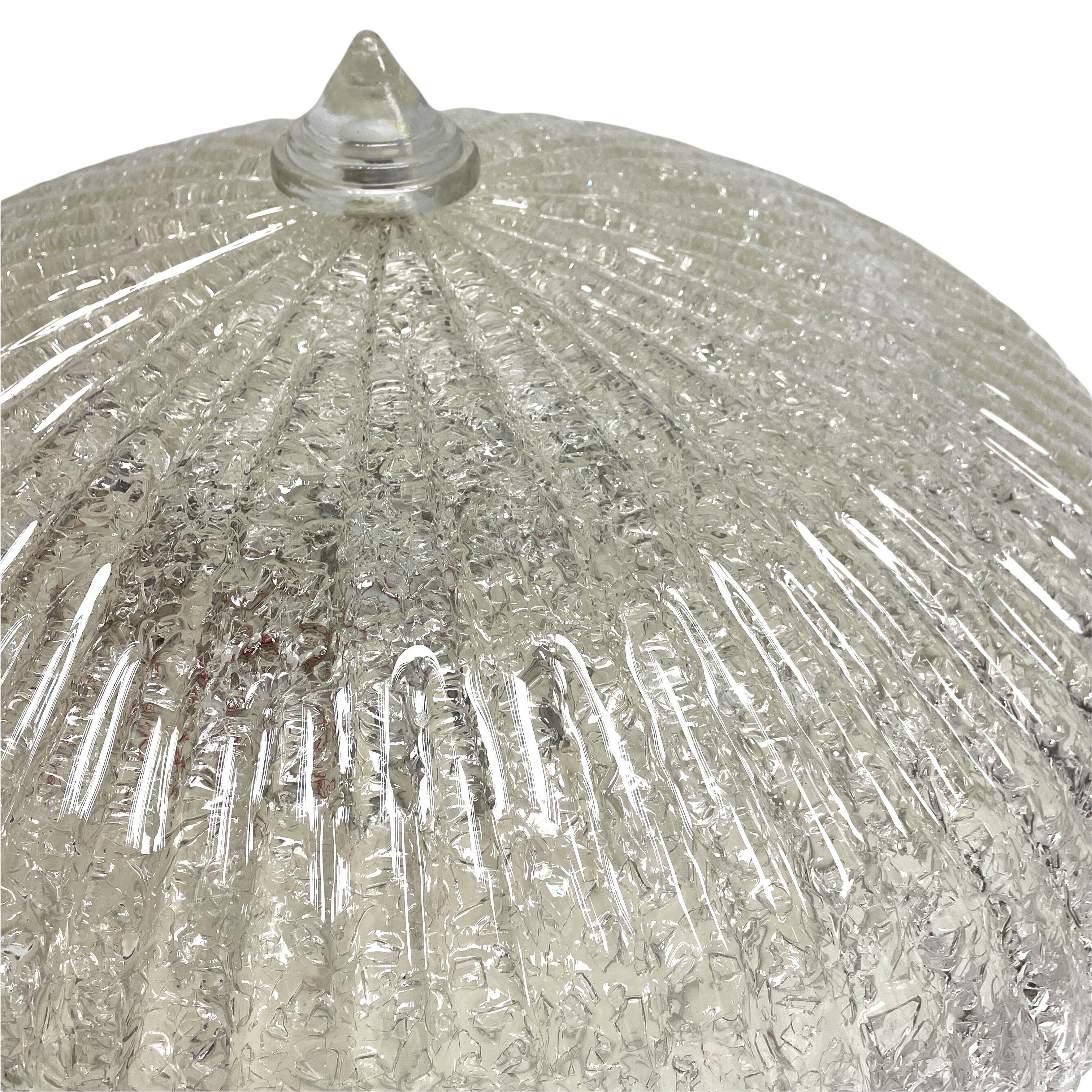 Mid-Century Modern Monumental Large Clear Murano Glass Flush Mount Venini Style 1970s, Italy