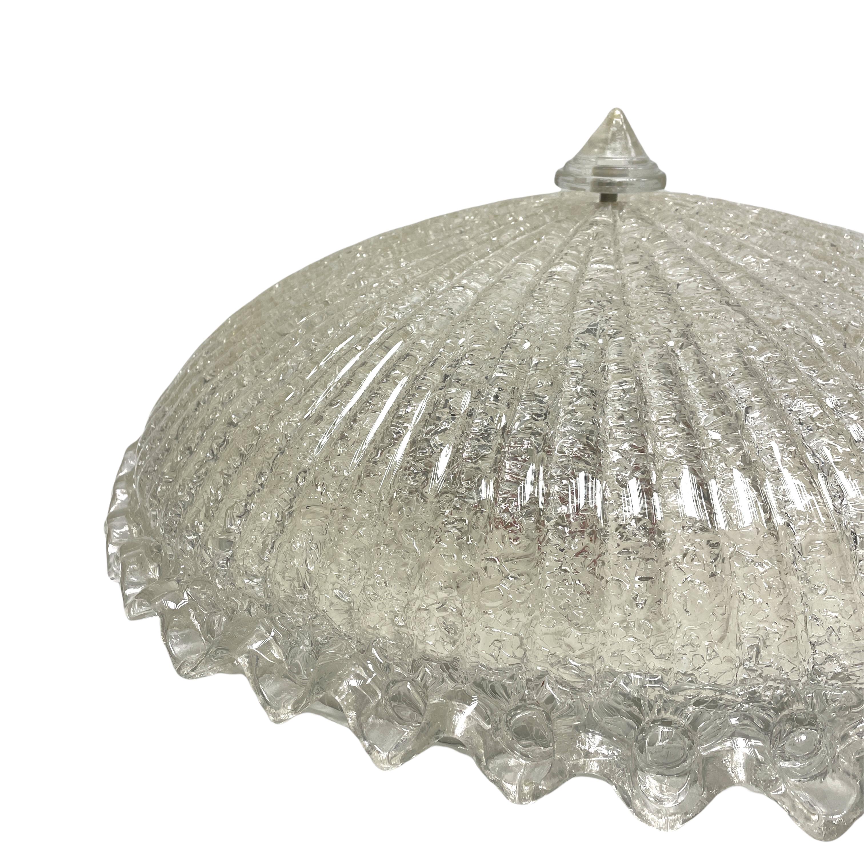 Monumental Large Clear Murano Glass Flush Mount Venini Style 1970s, Italy In Good Condition In Nuernberg, DE