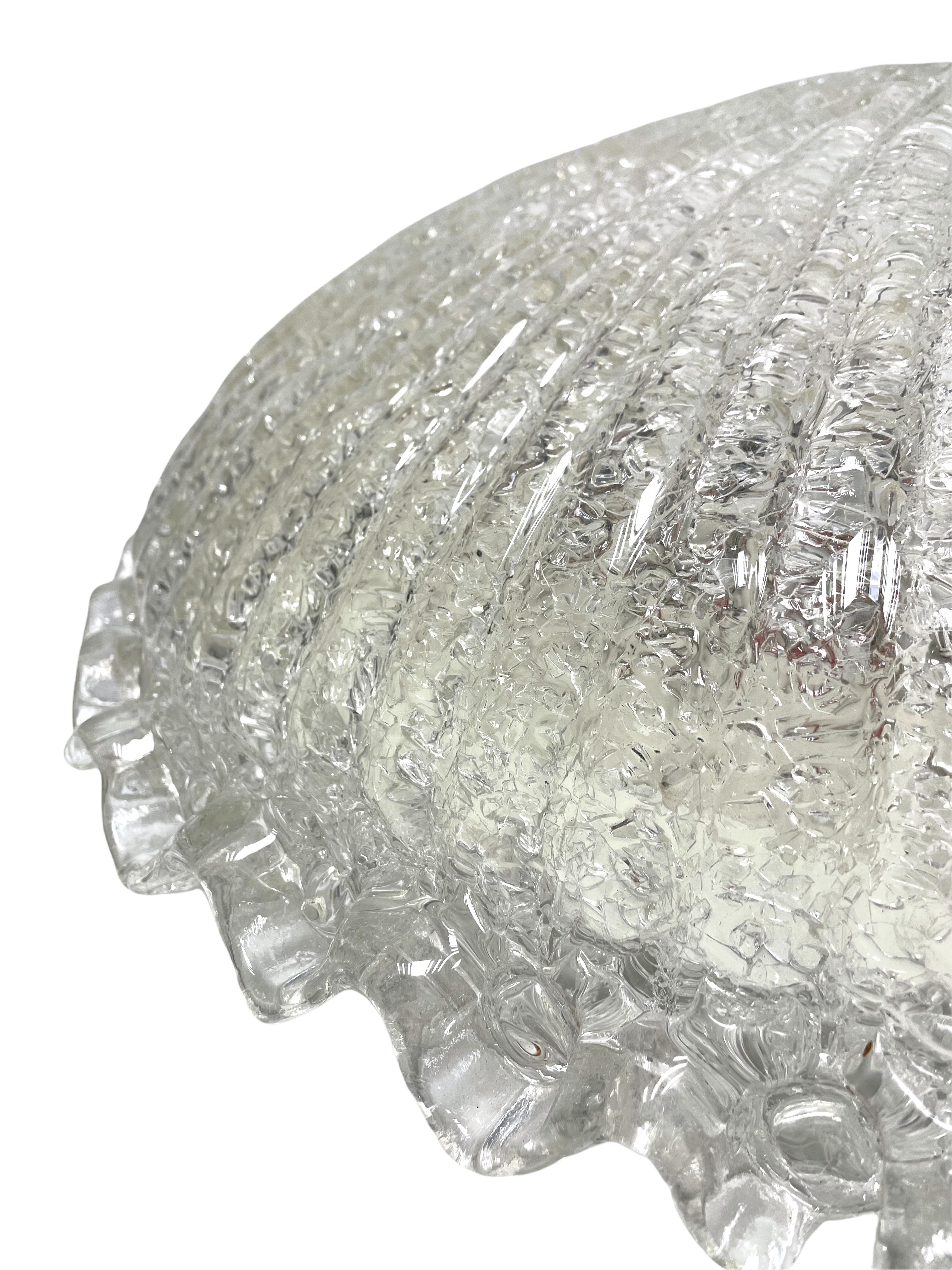 Monumental Large Clear Murano Glass Flush Mount Venini Style 1970s, Italy 2