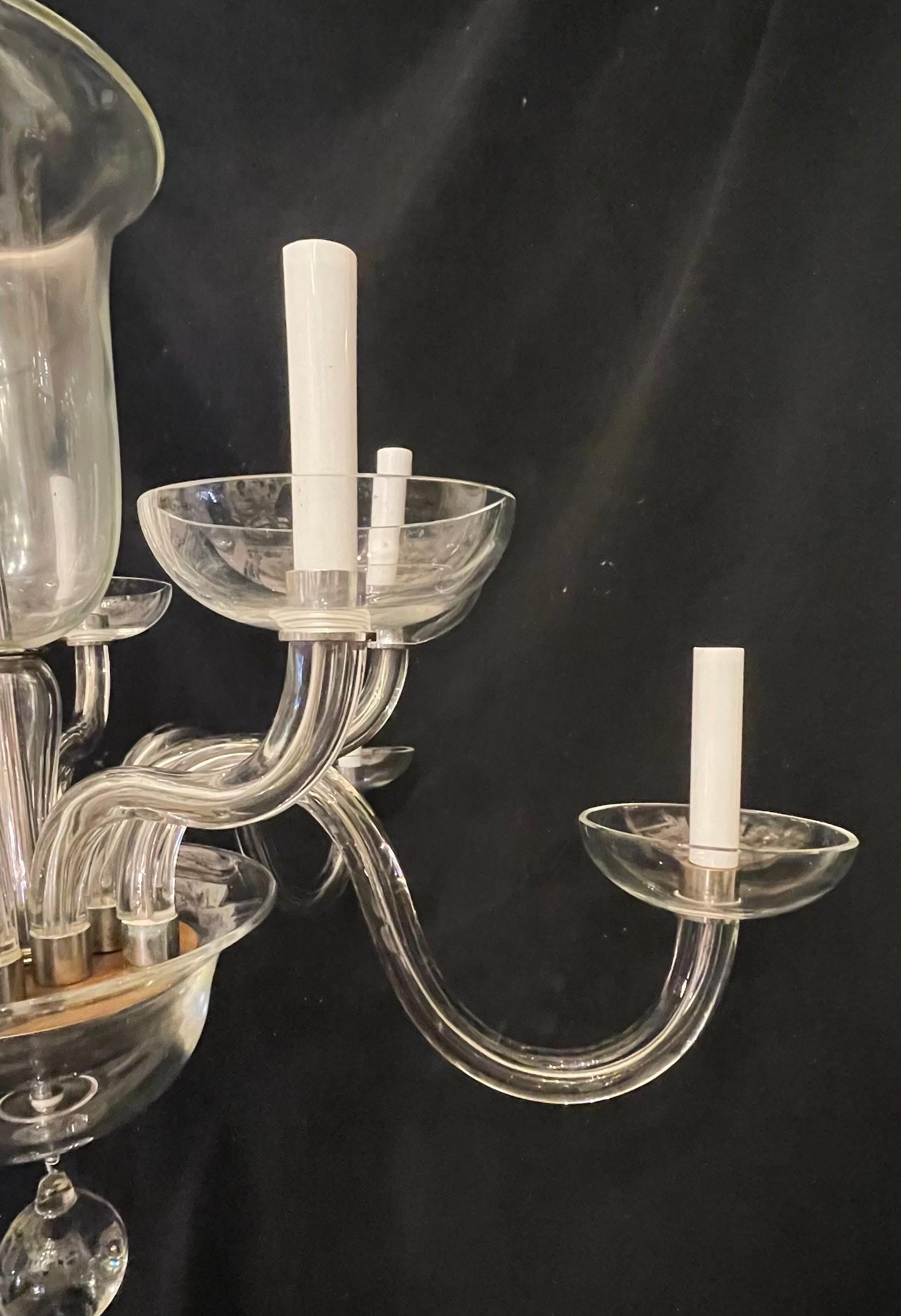 Monumental Large Elegant Crystal Glass Mid-Century Modern Nine-Light Chandelier For Sale 1