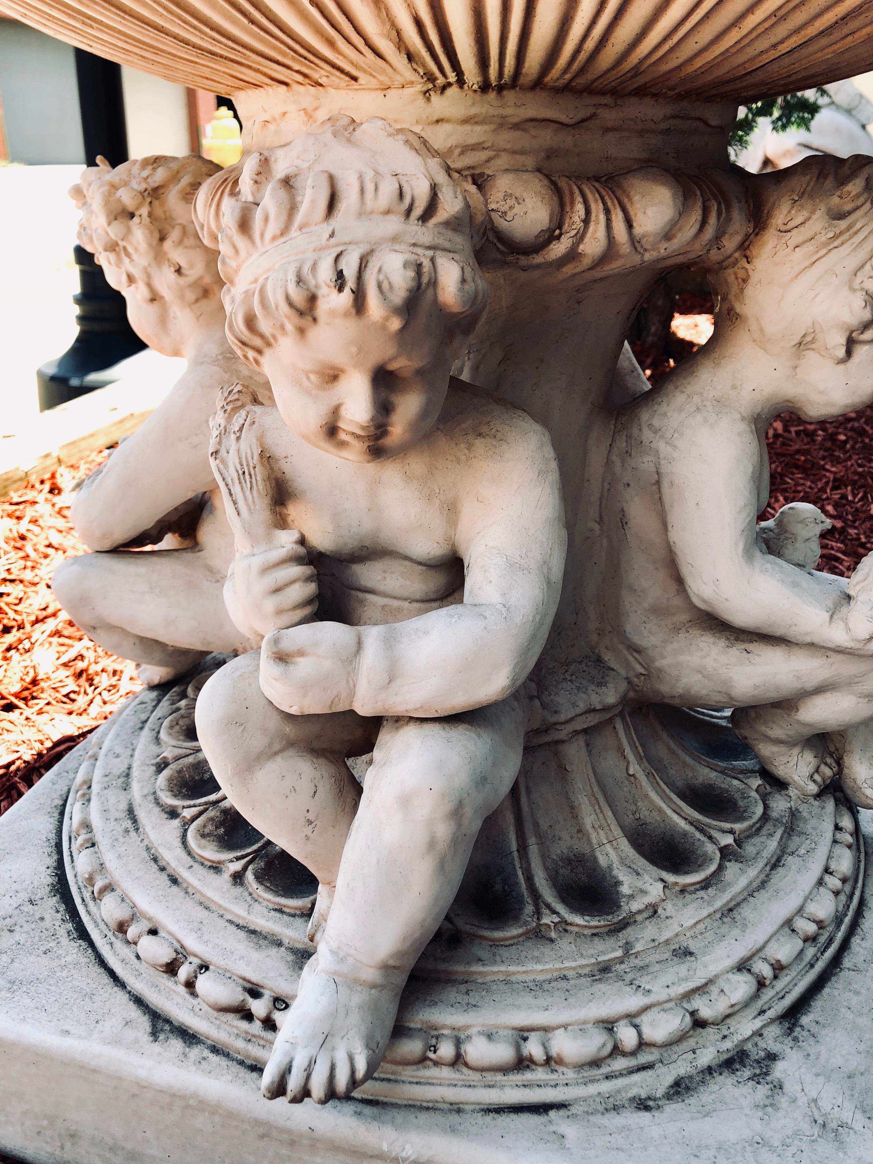 Monumental Large Fiberglass or Resin Cherub Planter 3