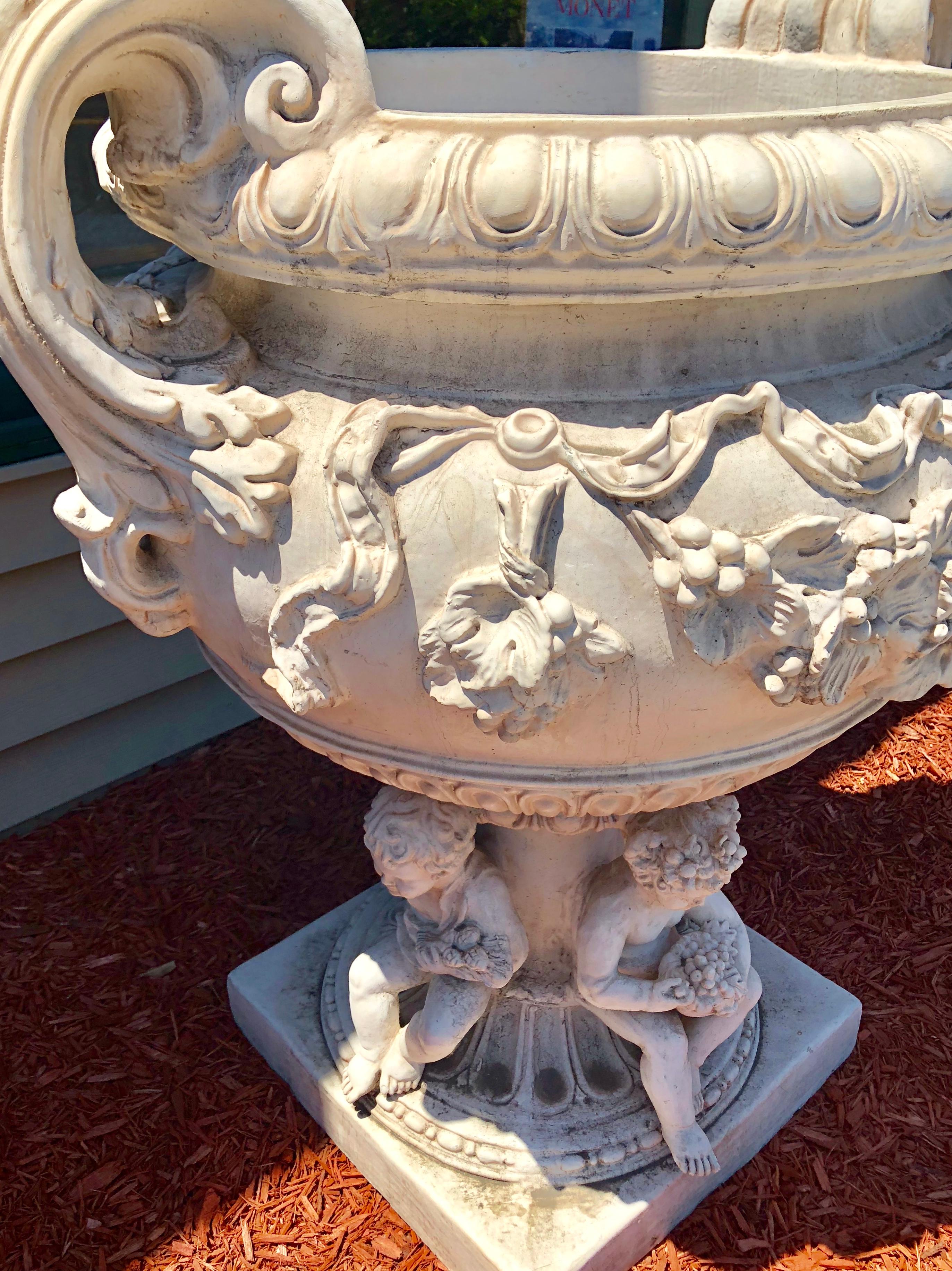 Monumental Large Fiberglass or Resin Cherub Planter at 1stDibs resin garden urns planters