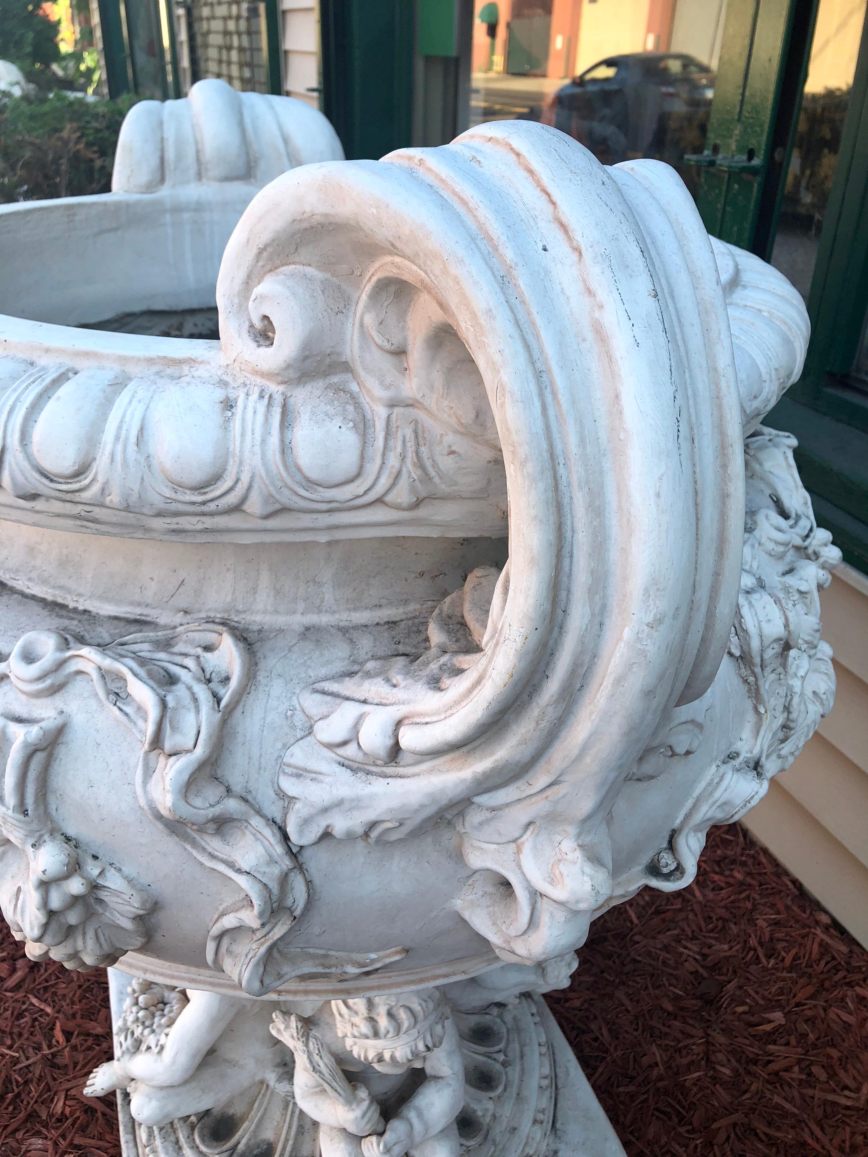 Neoclassical Monumental Large Fiberglass or Resin Cherub Planter