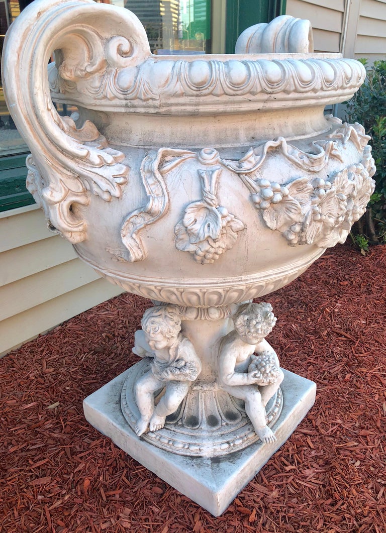 Monumental Large Fiberglass or Resin Cherub Planter at 1stDibs