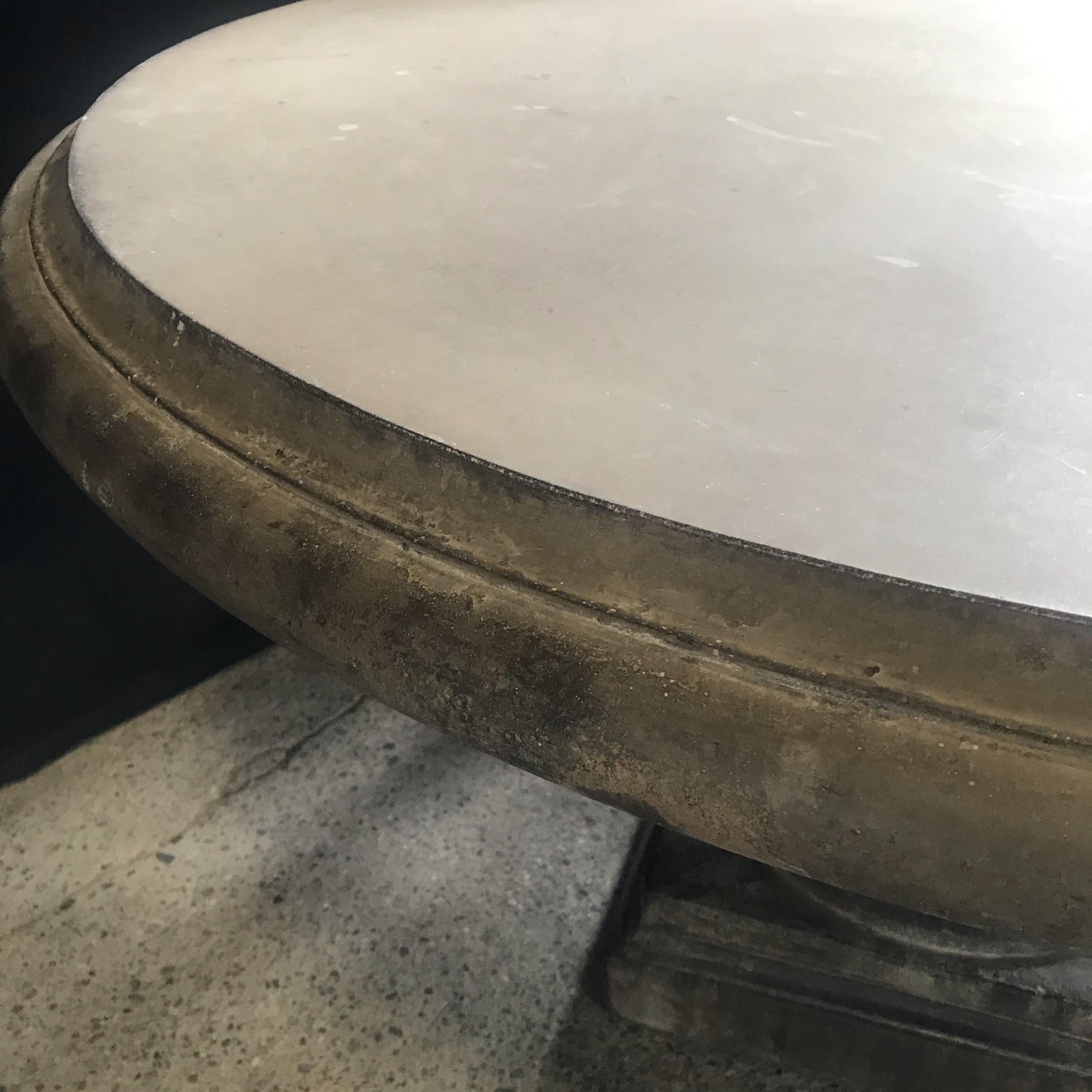 Neoclassical Monumental Large Impressive Stone Round Dining Table with Great Patina