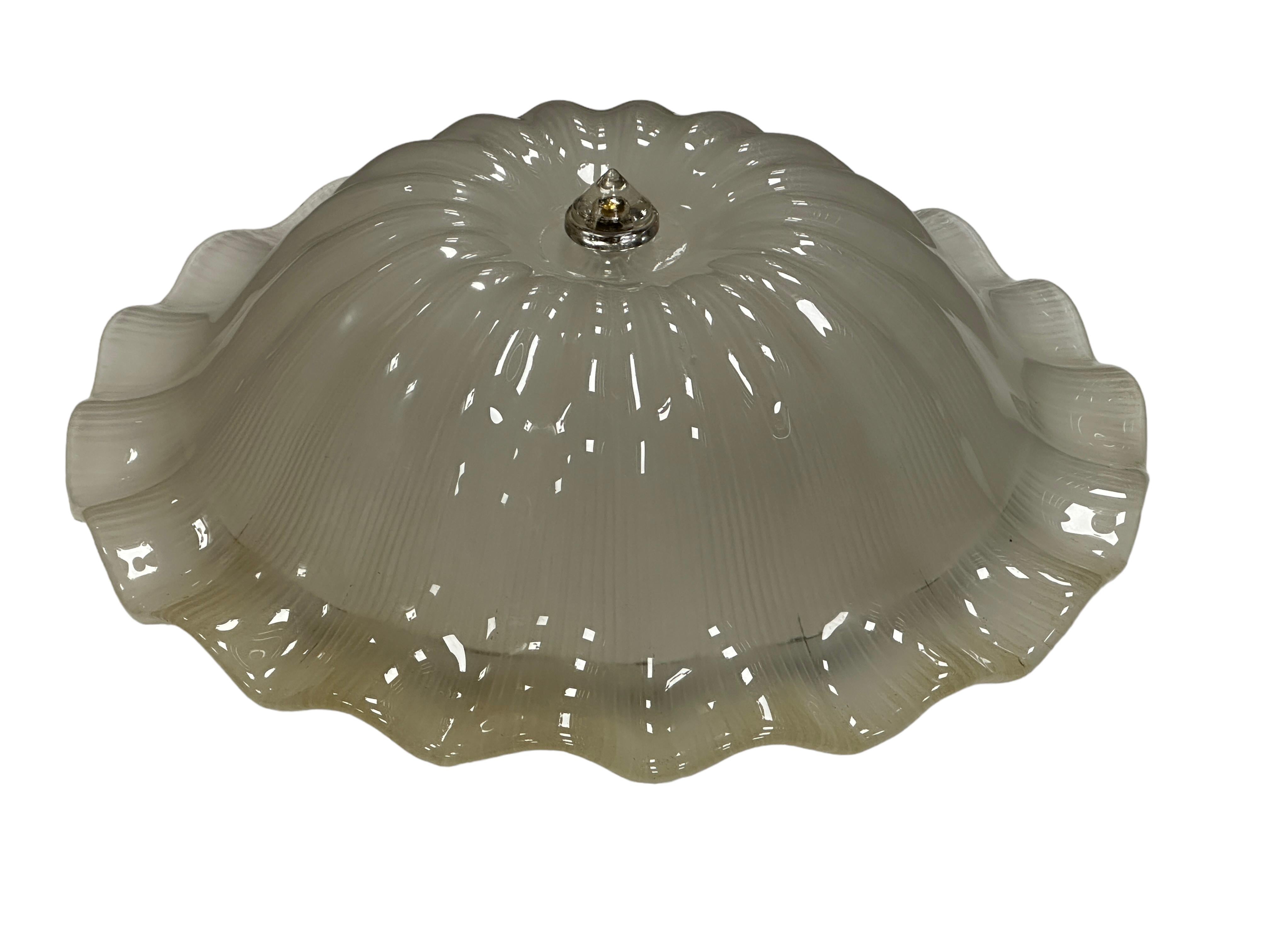 Monumental Large Murano Glass Dome Flush Mount Venini Style 1970s, Italy For Sale 1