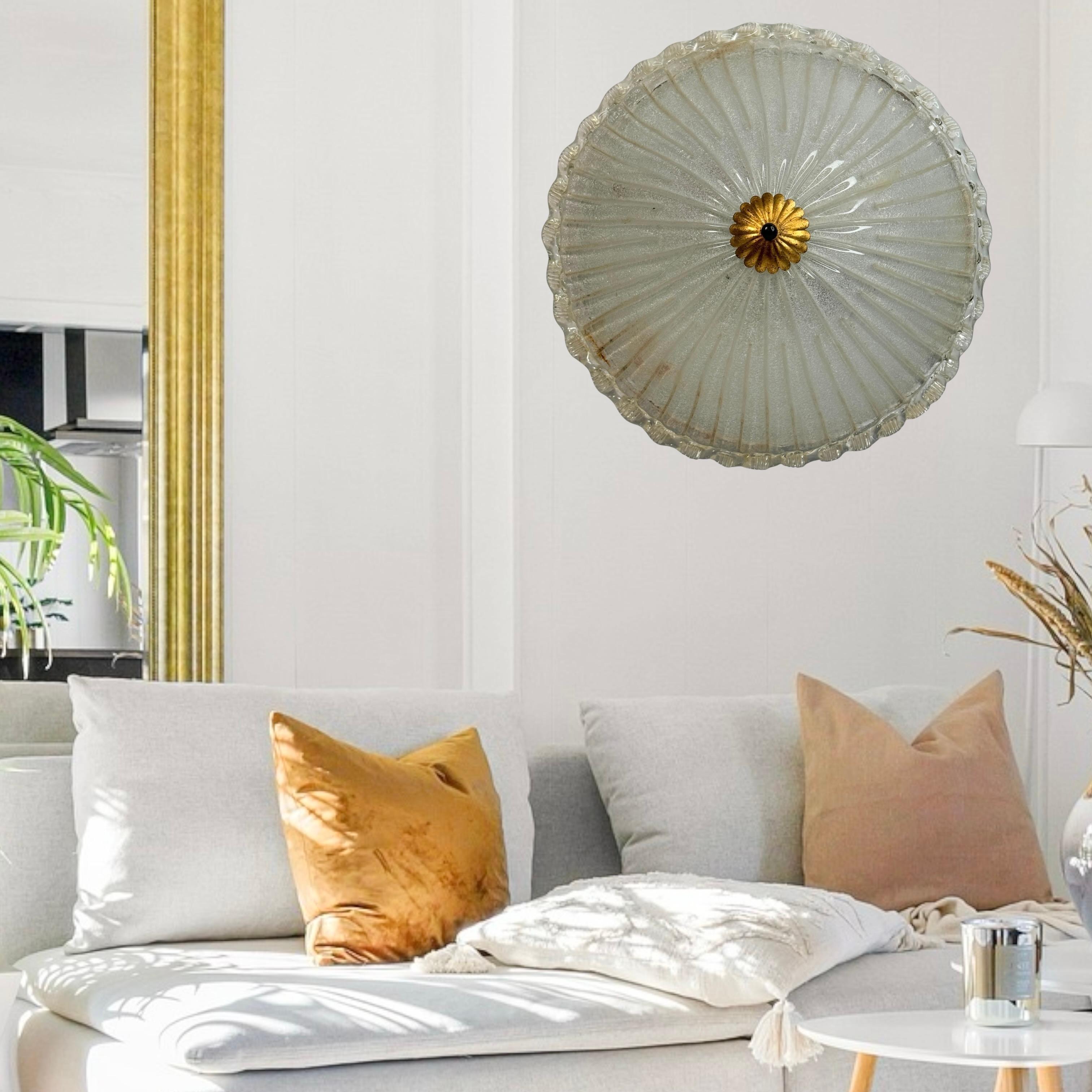 Monumental gran cúpula de cristal de Murano empotrable estilo Venini años 70, Italia en venta 4