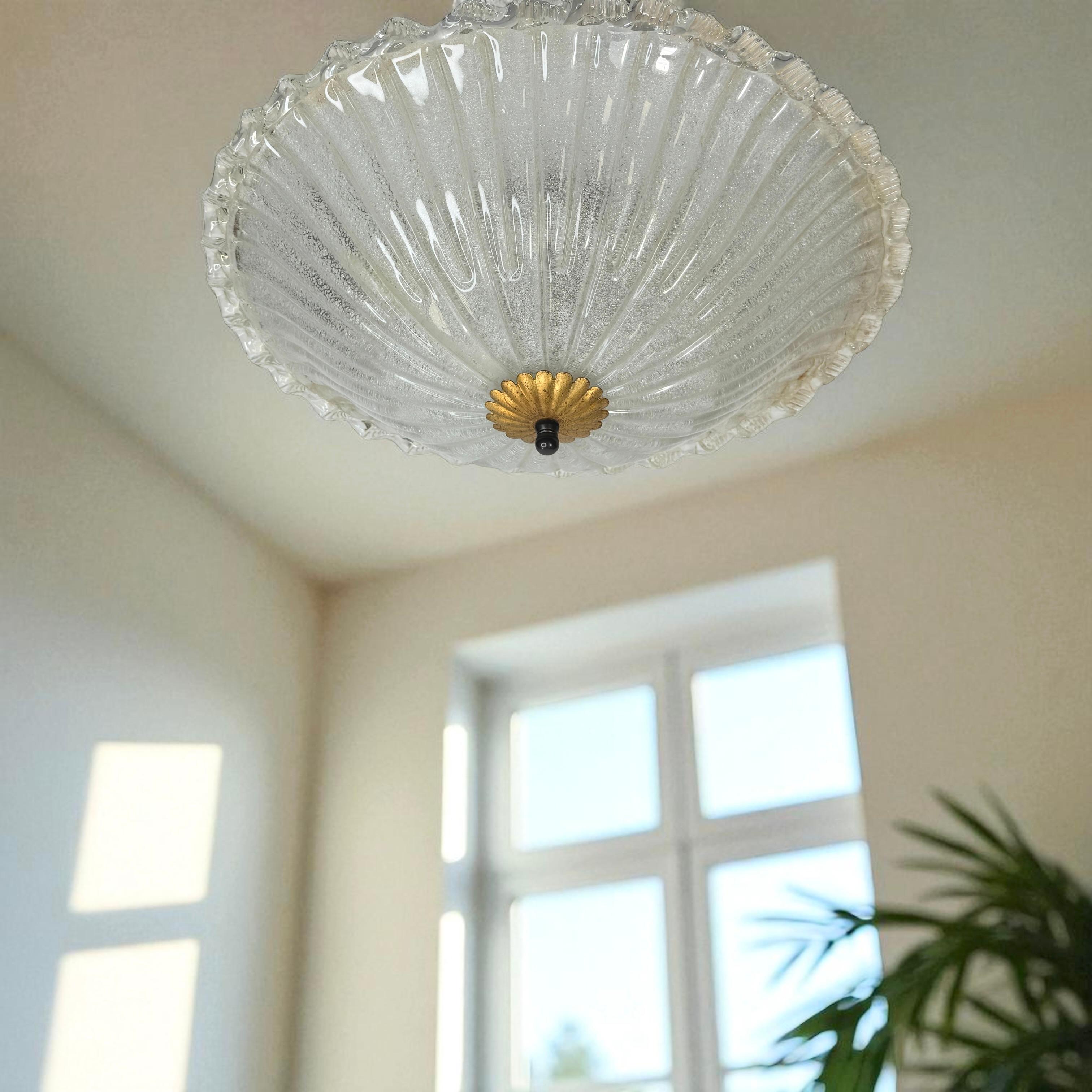 Monumental gran cúpula de cristal de Murano empotrable estilo Venini años 70, Italia en venta 5