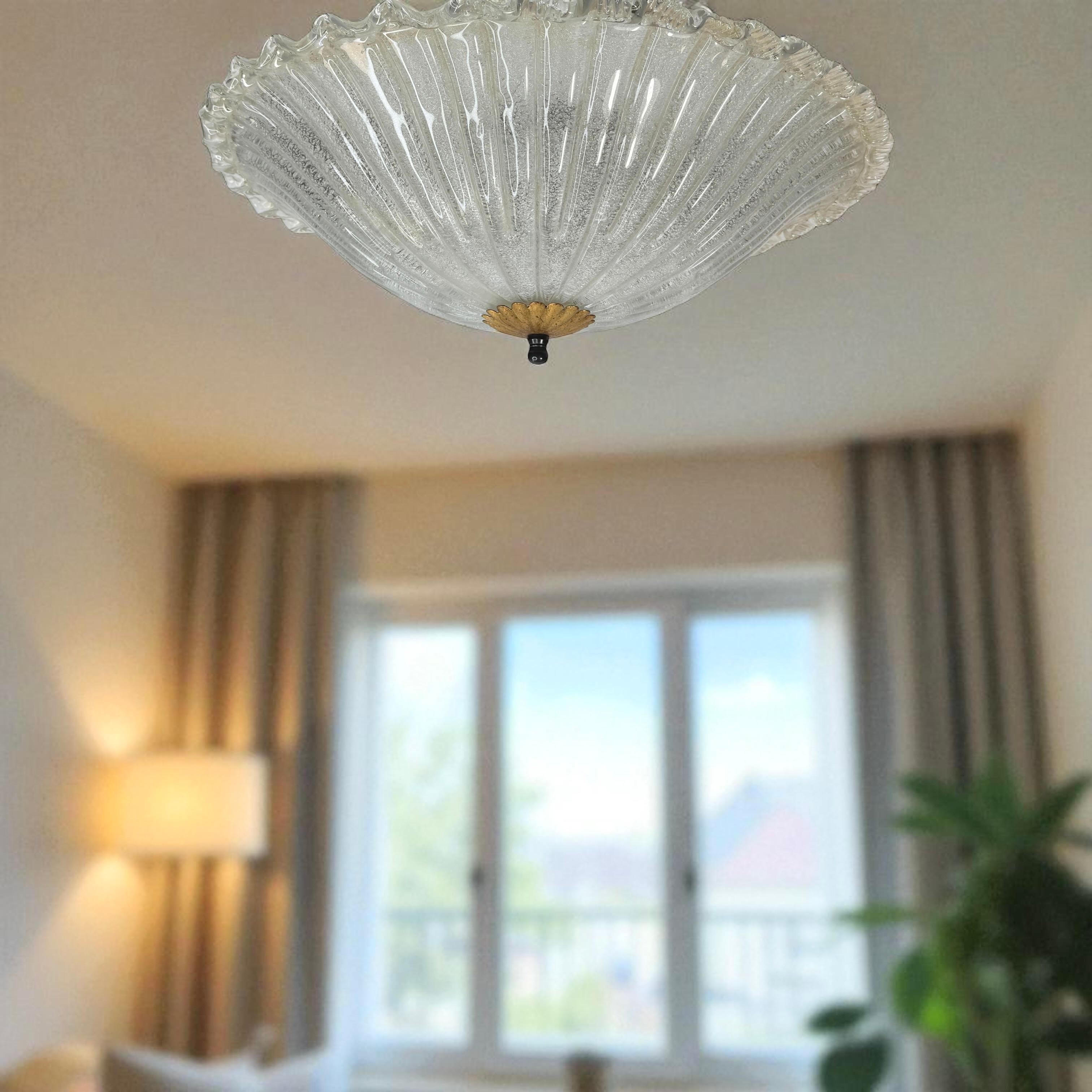 Monumental gran cúpula de cristal de Murano empotrable estilo Venini años 70, Italia en venta 7