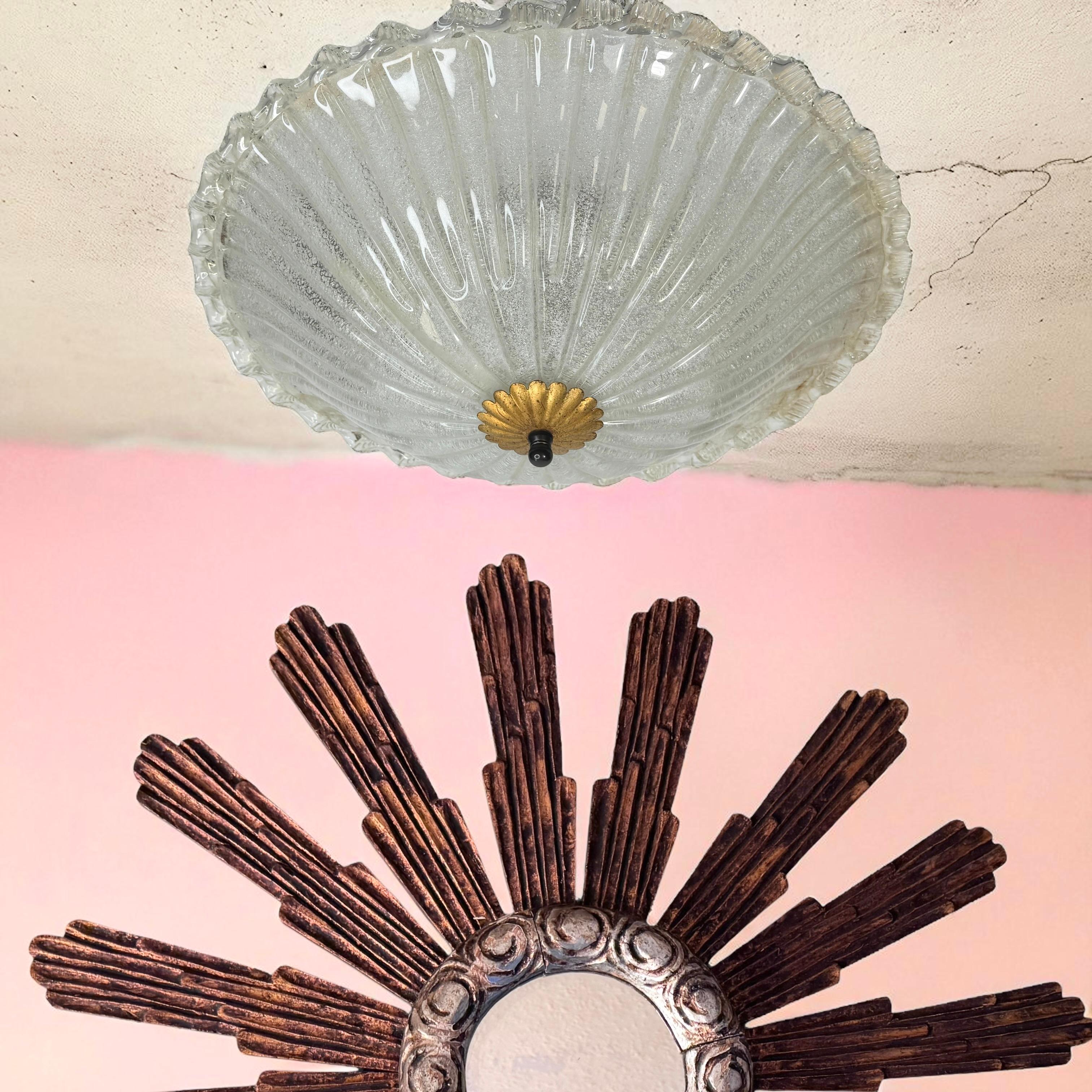 Monumental gran cúpula de cristal de Murano empotrable estilo Venini años 70, Italia en venta 9