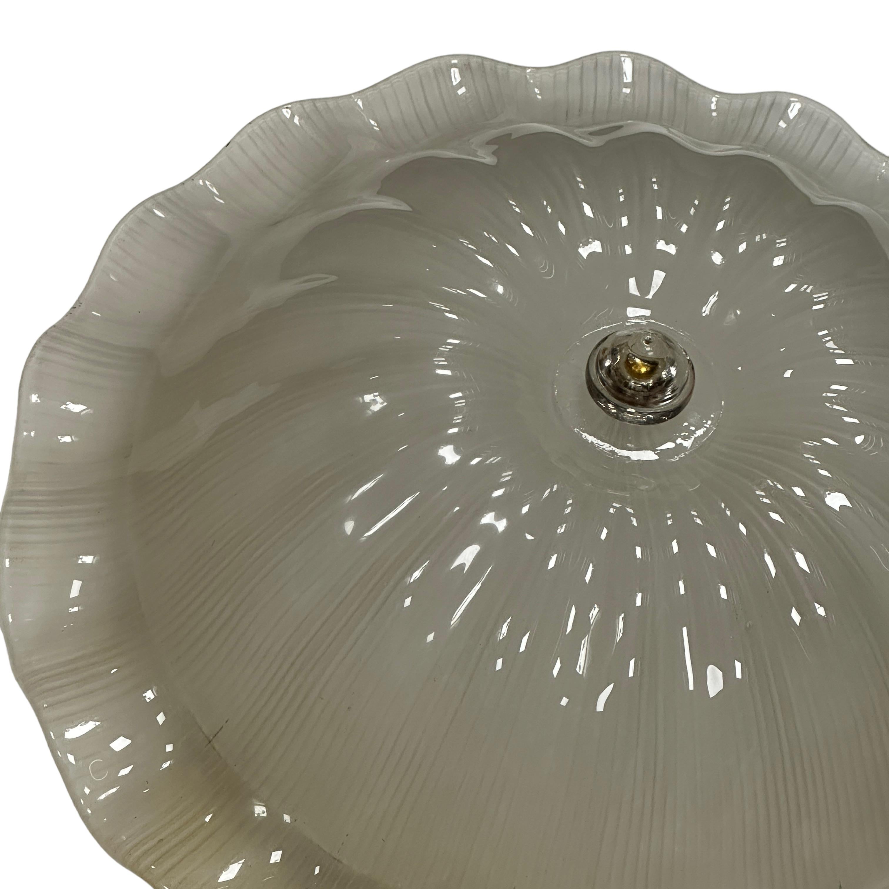 Mid-Century Modern Monumental Large Murano Glass Dome Flush Mount Venini Style 1970s, Italy For Sale