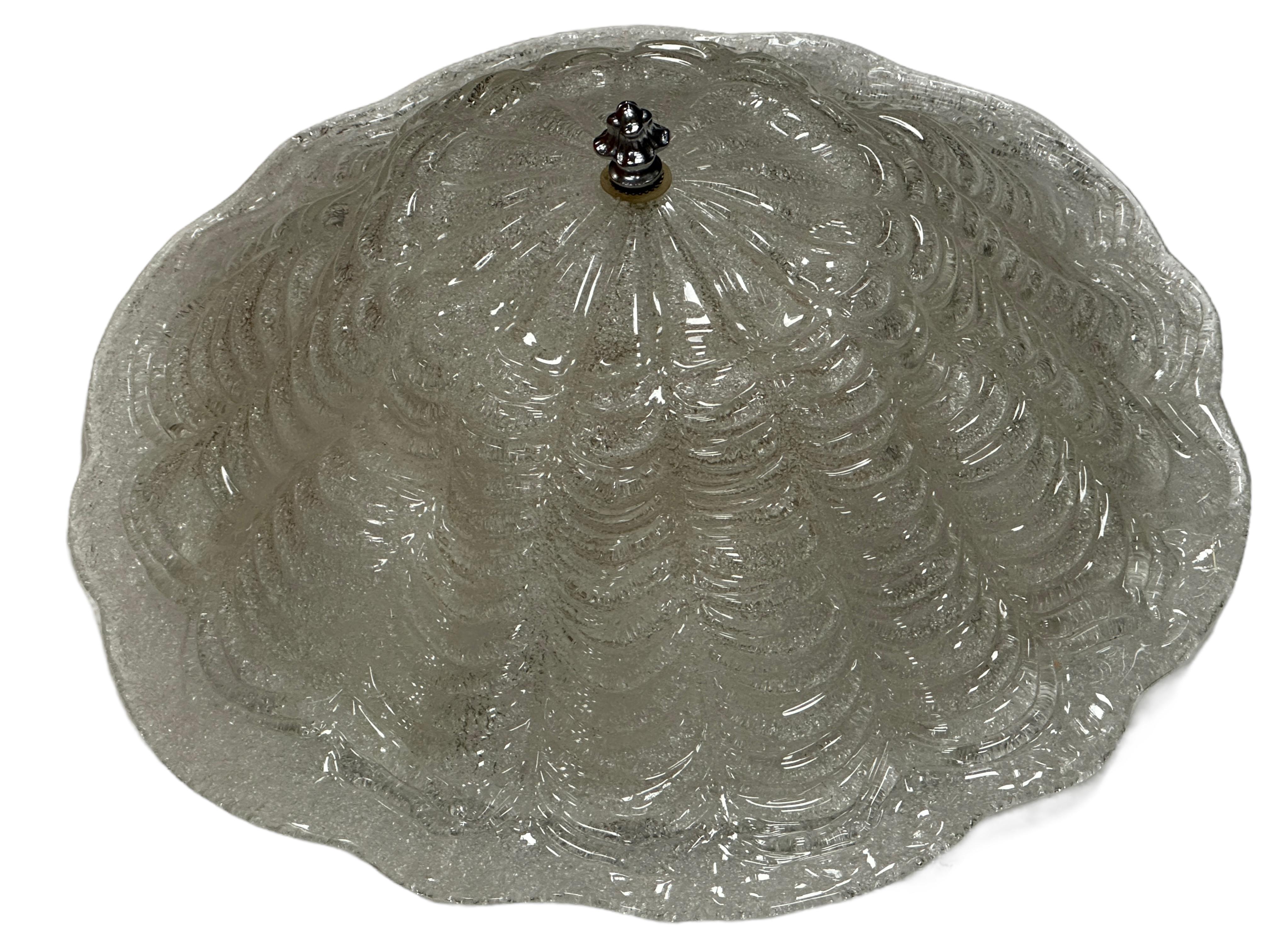 Monumental Large Murano Glass Dome Flush Mount Venini Style 1970s, Italy For Sale 1