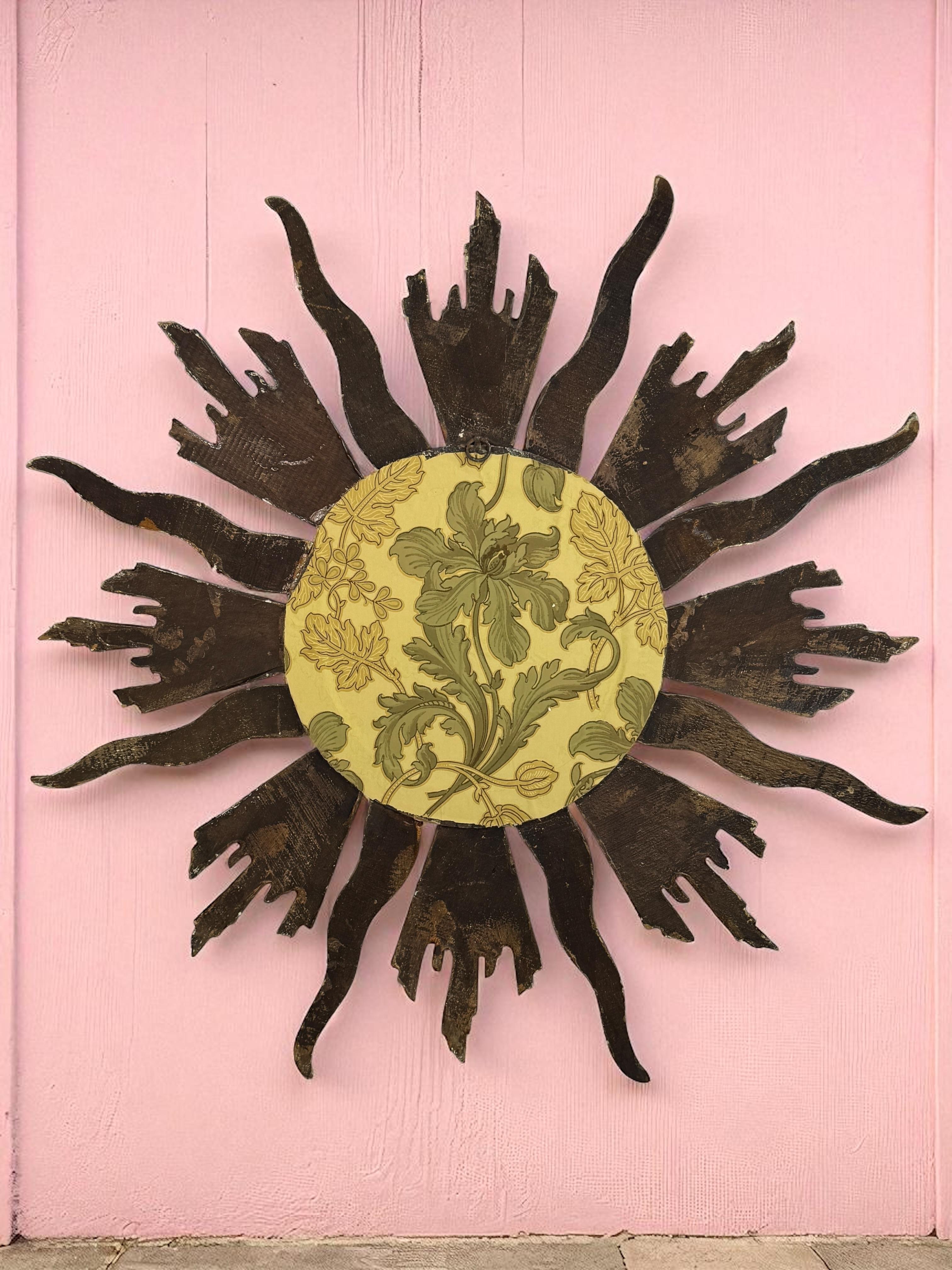 Monumental Large Starburst Sunburst Gilded Wood Mirror, circa 1950s For Sale 11