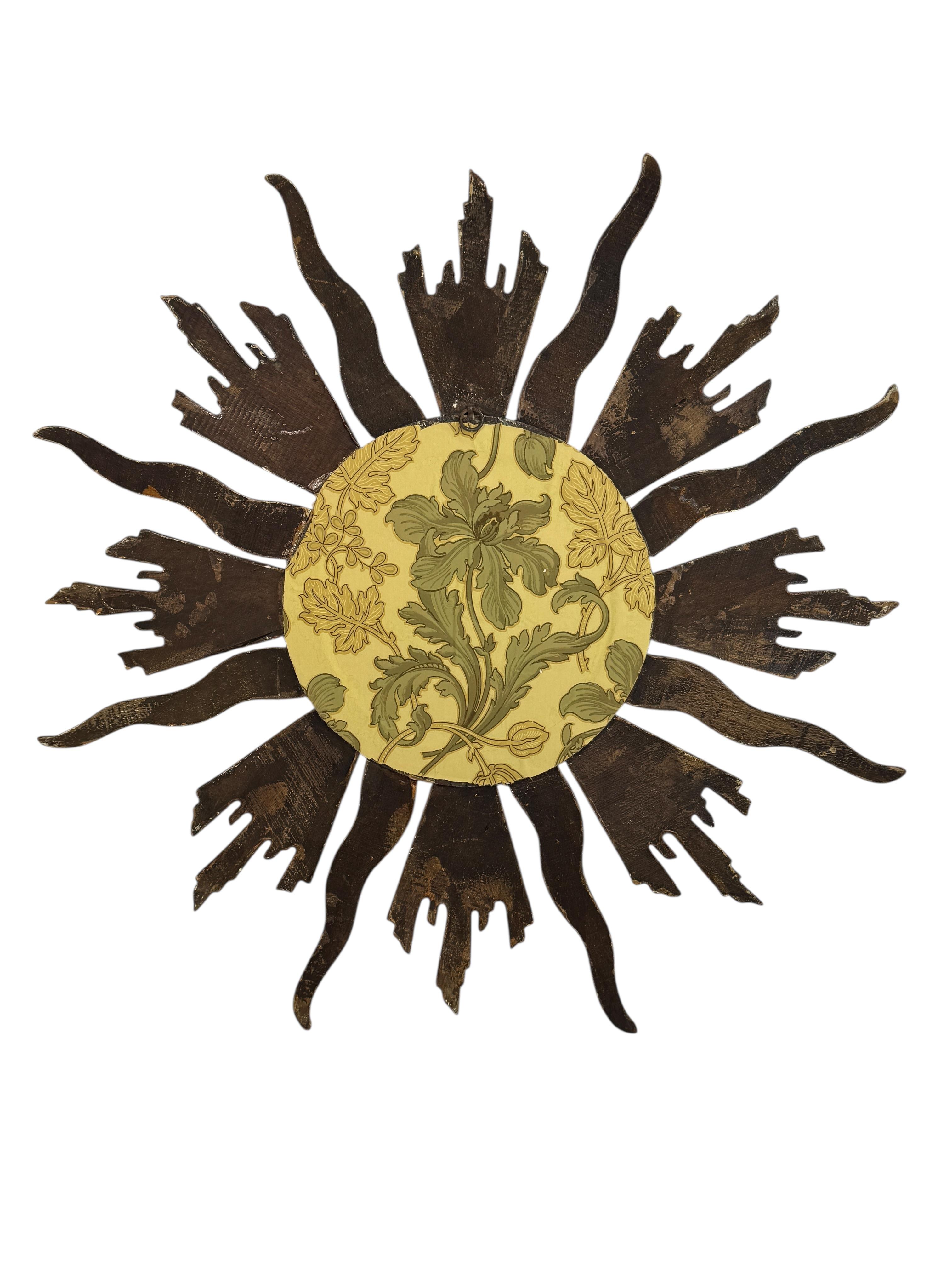 Monumental Large Starburst Sunburst Gilded Wood Mirror, circa 1950s For Sale 2