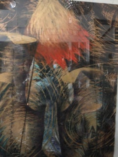 Monumental Large Striking Mixed Media Abstract in Custom Frame