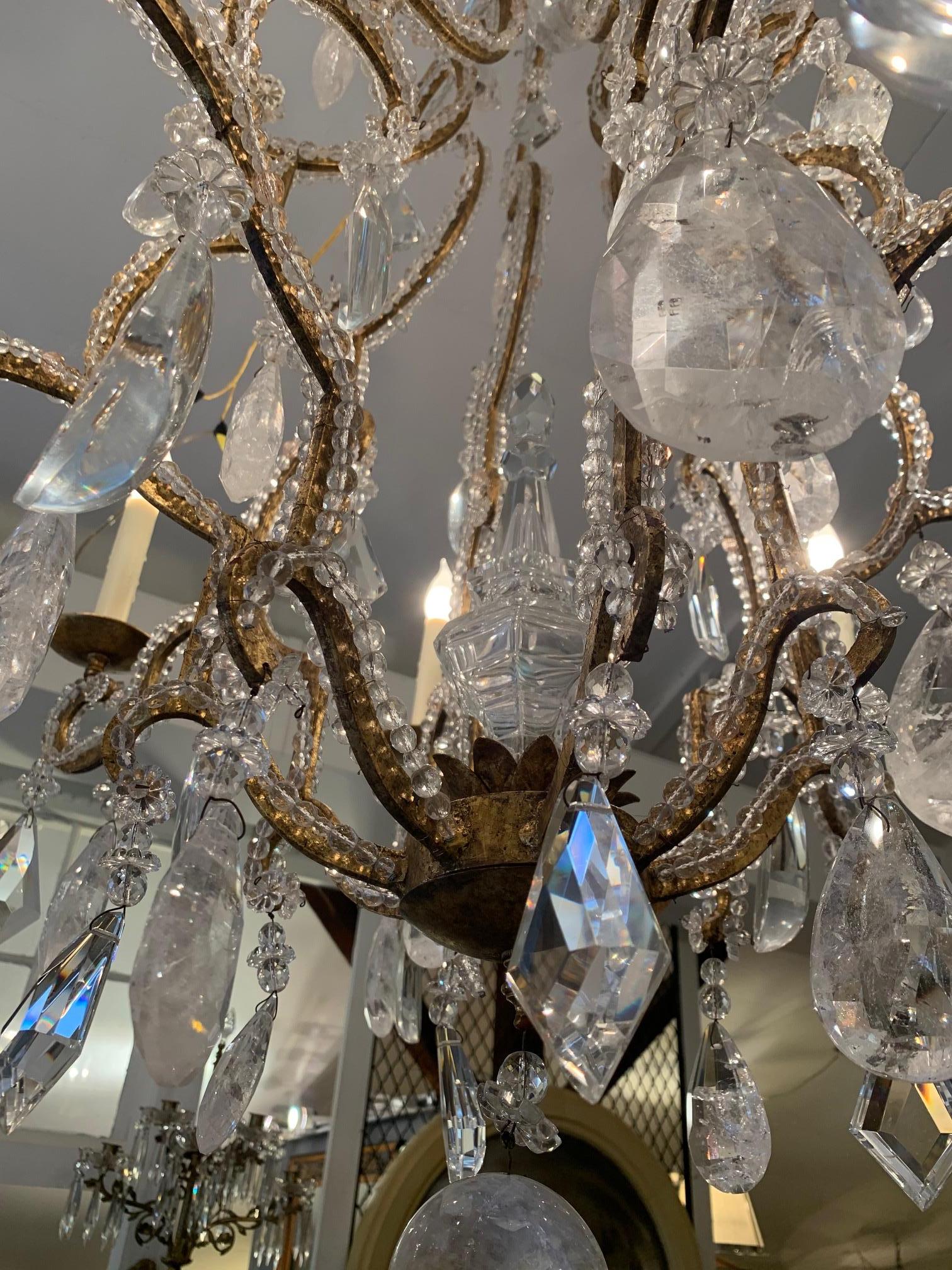 Monumental Large Super Glitzy Statement Chandelier with Rock Crystals 2