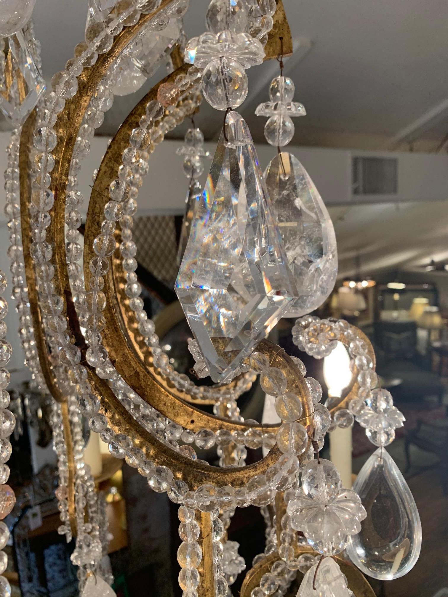 Monumental Large Super Glitzy Statement Chandelier with Rock Crystals In Excellent Condition In Hopewell, NJ