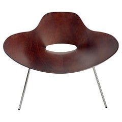 Monumental "Largo" Chair in curved walnut,  Emmemobili, Italy 1970s