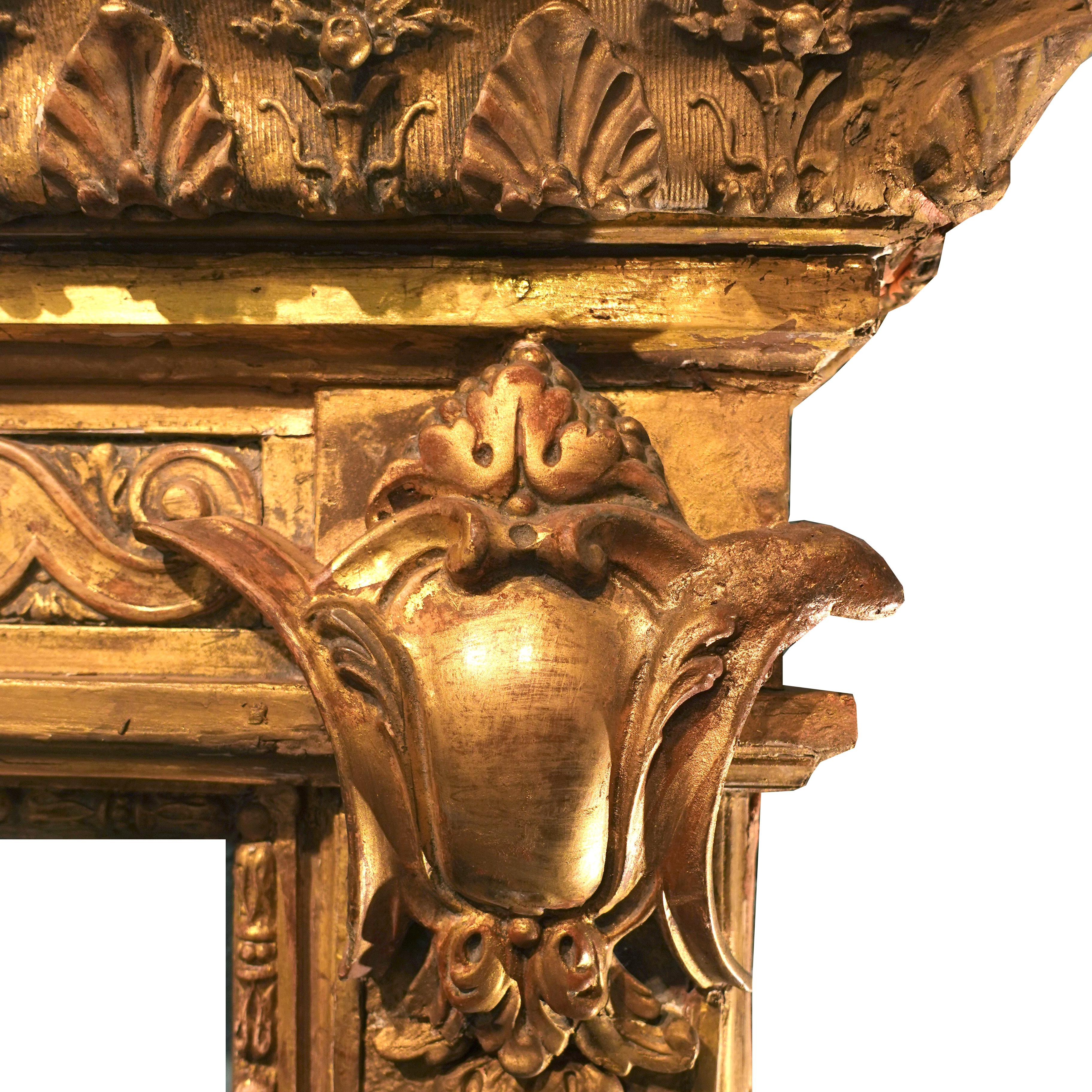 Hand-Carved Monumental late 18th century French Giltwood Frame For Sale