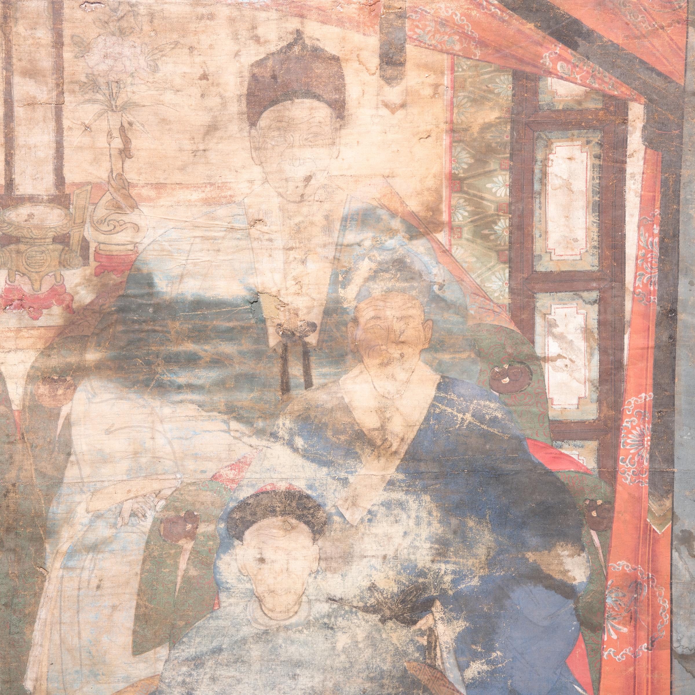 Qing Monumental Chinese Ancestral Portrait, c. 1900 For Sale