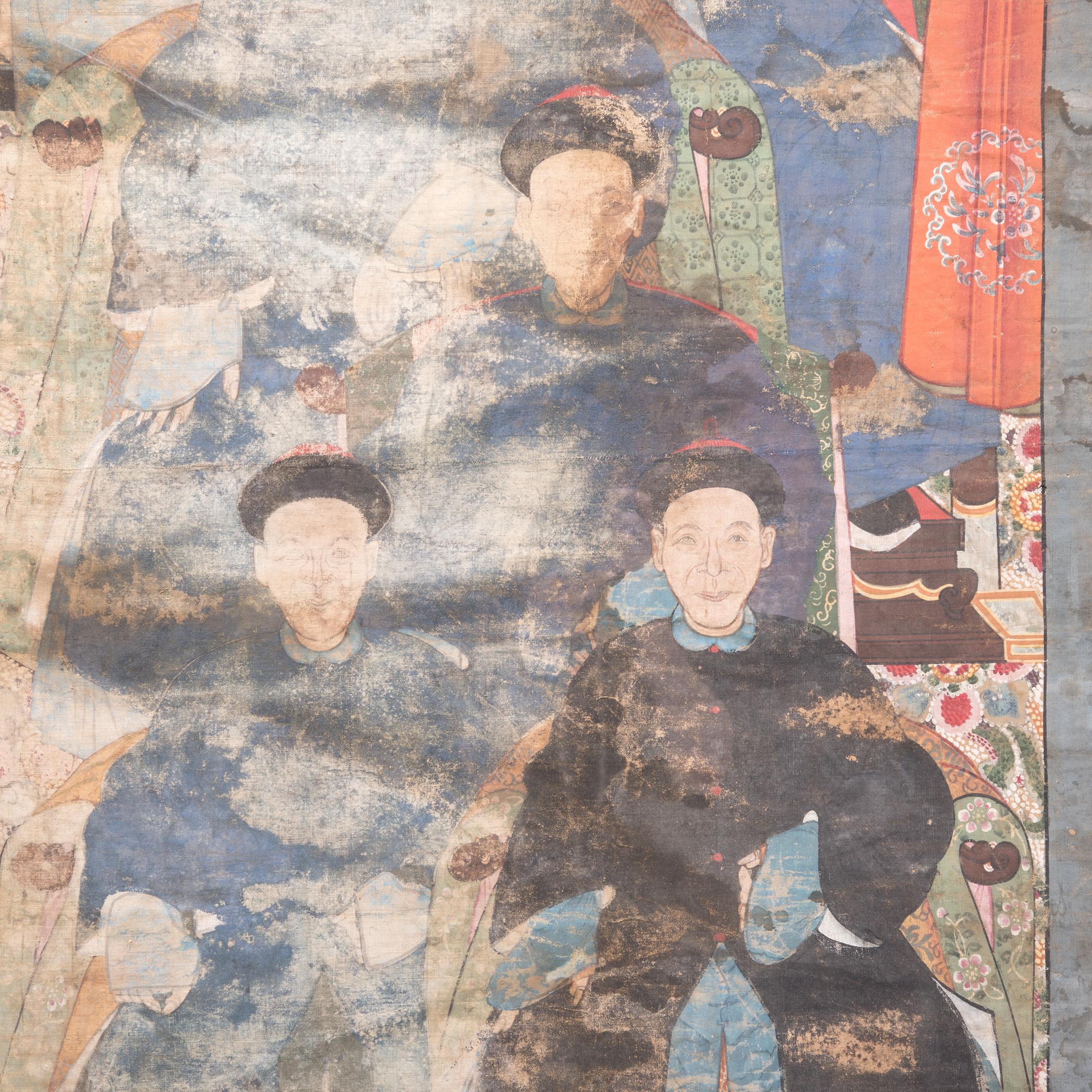 Monumental Chinese Ancestral Portrait, c. 1900 In Good Condition For Sale In Chicago, IL