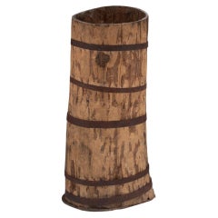 Monumental Late 19th Century French Hollowed Tree Trunk Vessel with Iron Bands