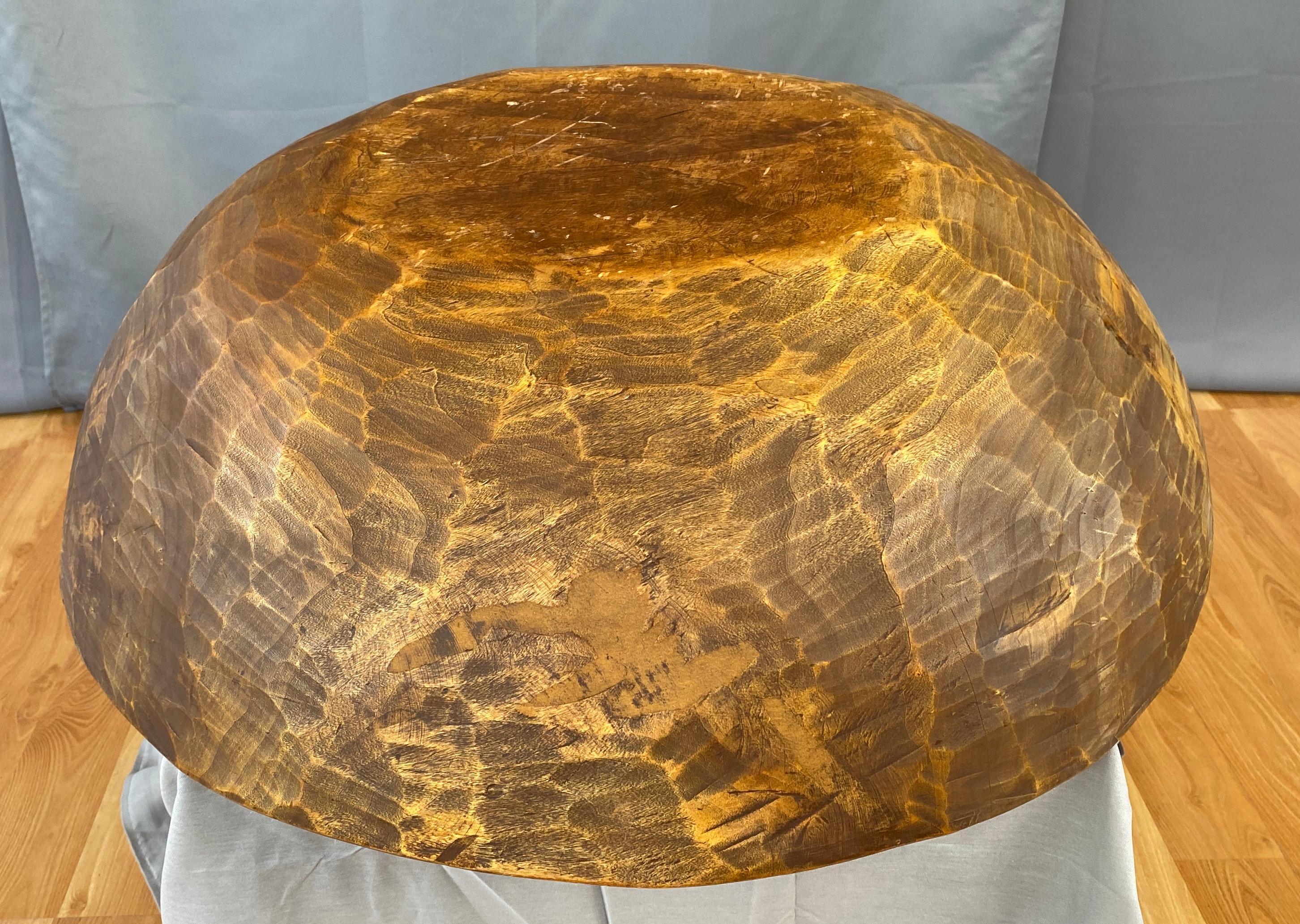 Monumental Late 20th Century Carved Wooden Bowl For Sale 6