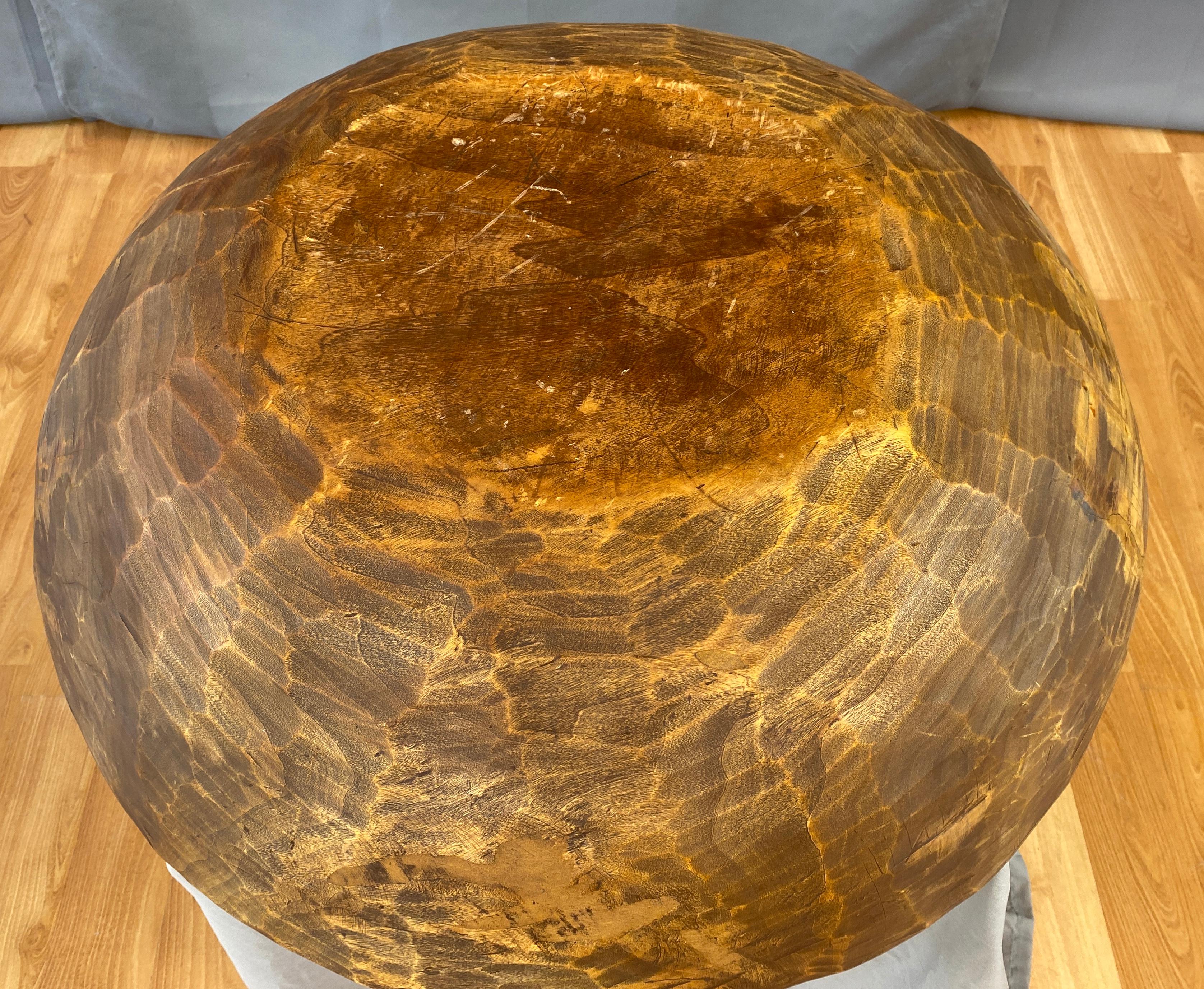 Monumental Late 20th Century Carved Wooden Bowl For Sale 7