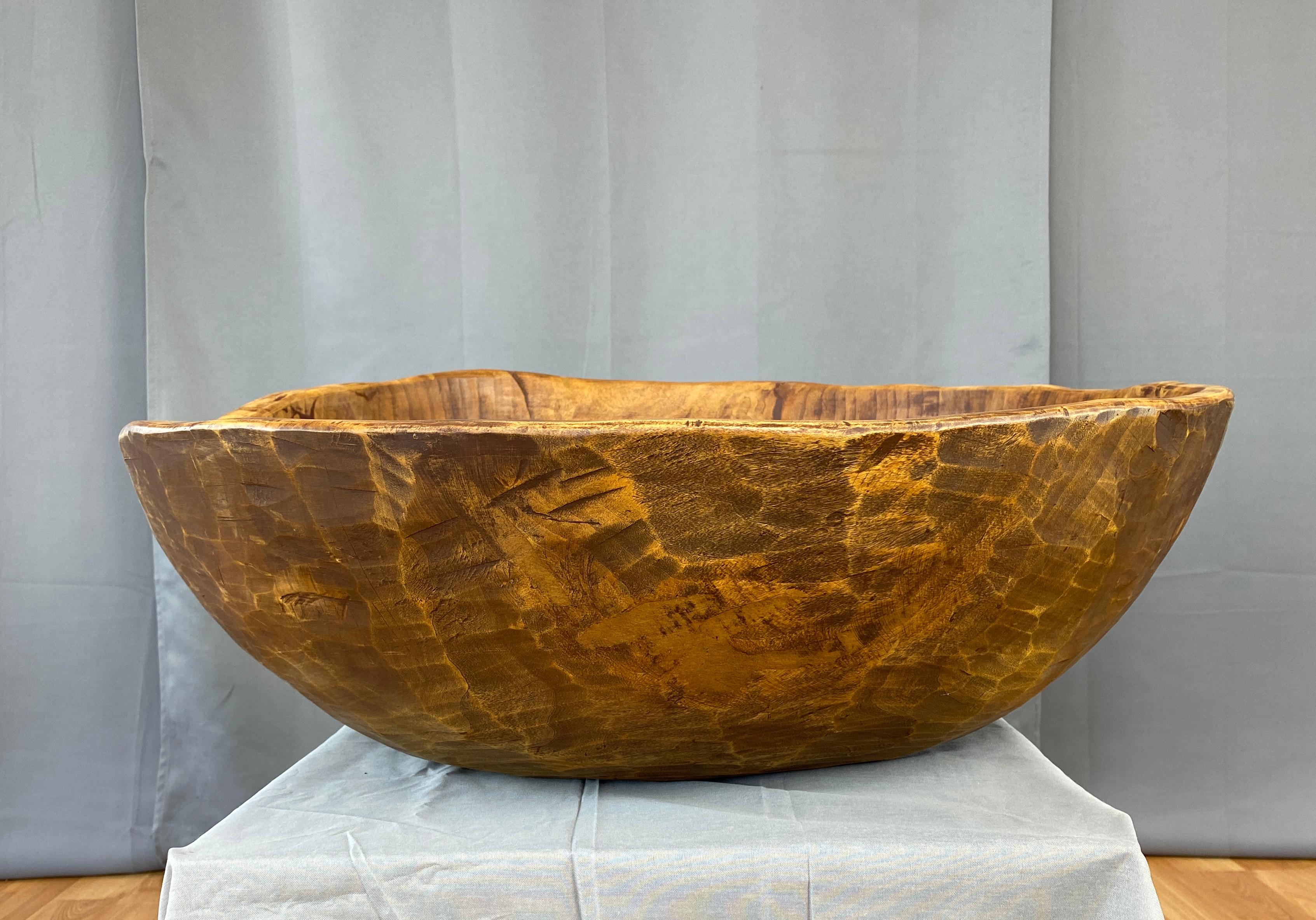 Monumental Late 20th Century Carved Wooden Bowl For Sale 10