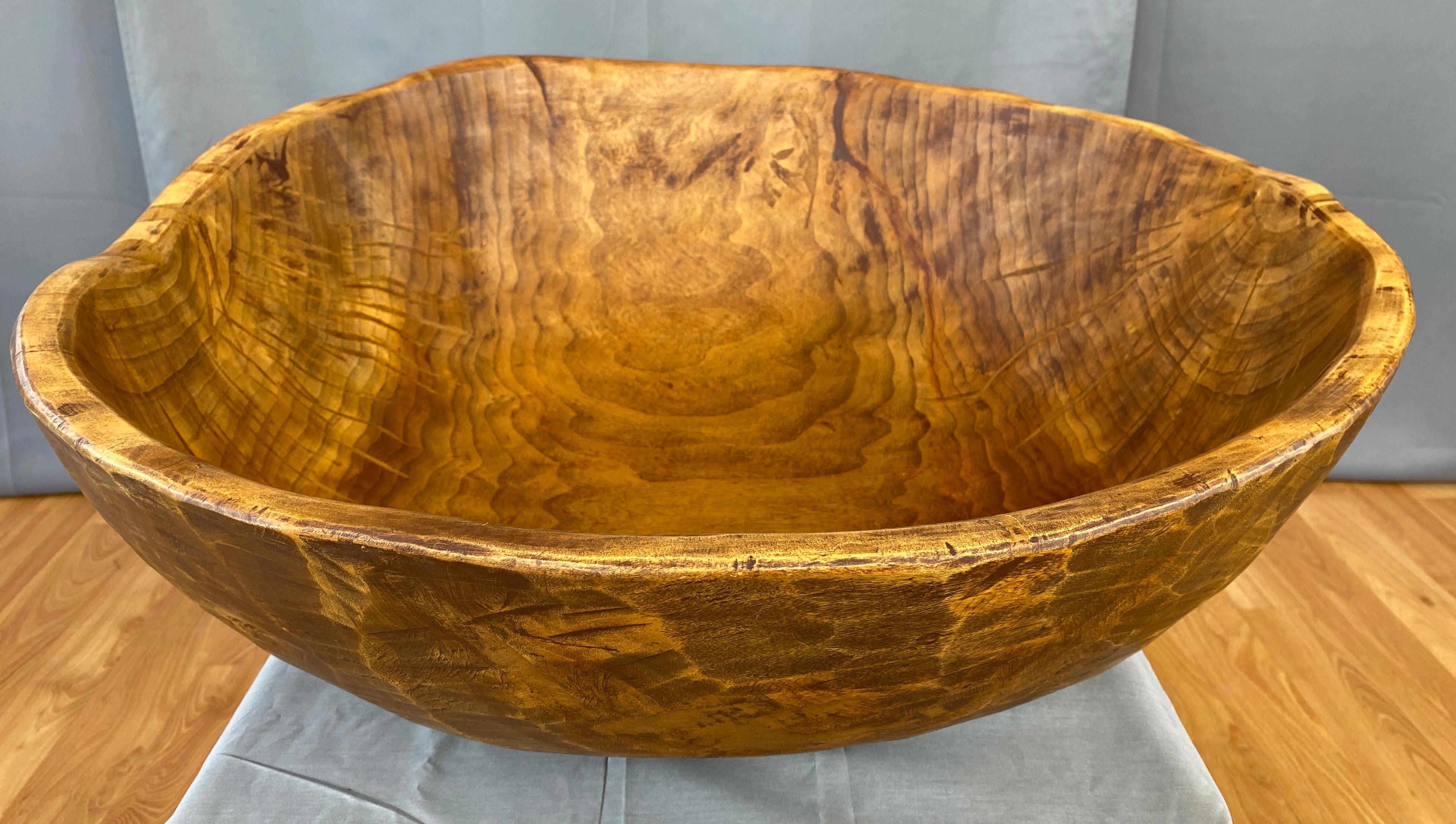 Monumental Late 20th Century Carved Wooden Bowl For Sale 11
