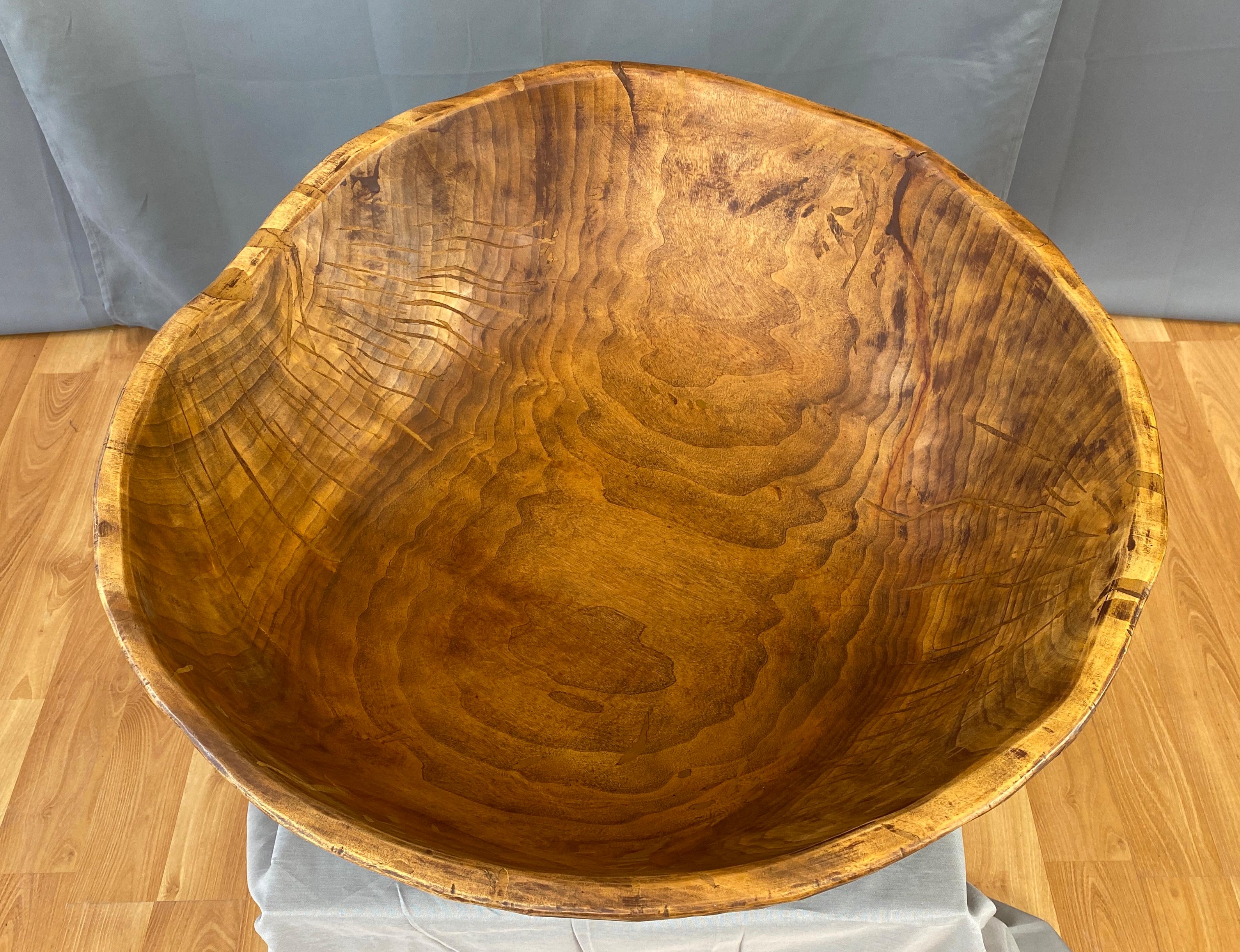 Unknown Monumental Late 20th Century Carved Wooden Bowl For Sale