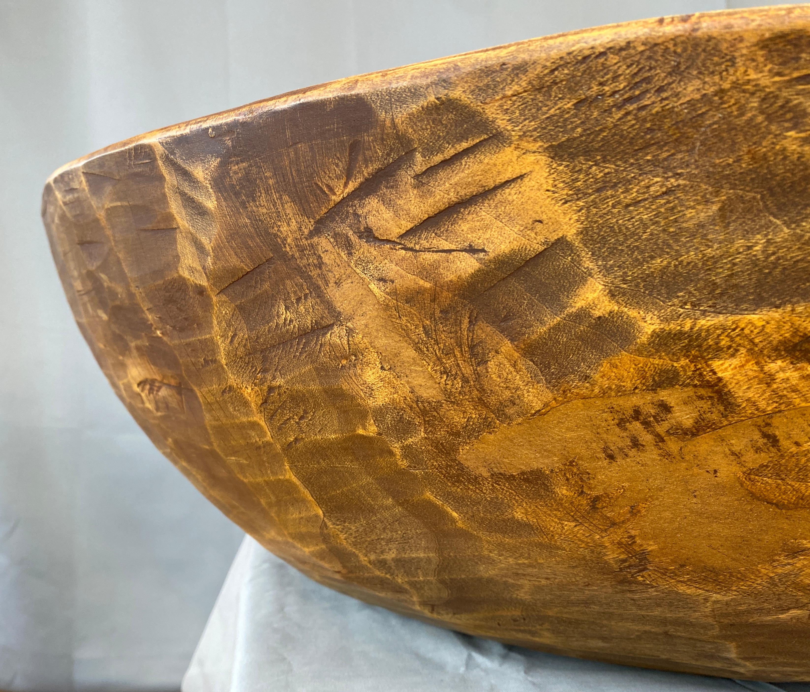 Monumental Late 20th Century Carved Wooden Bowl In Good Condition For Sale In San Francisco, CA