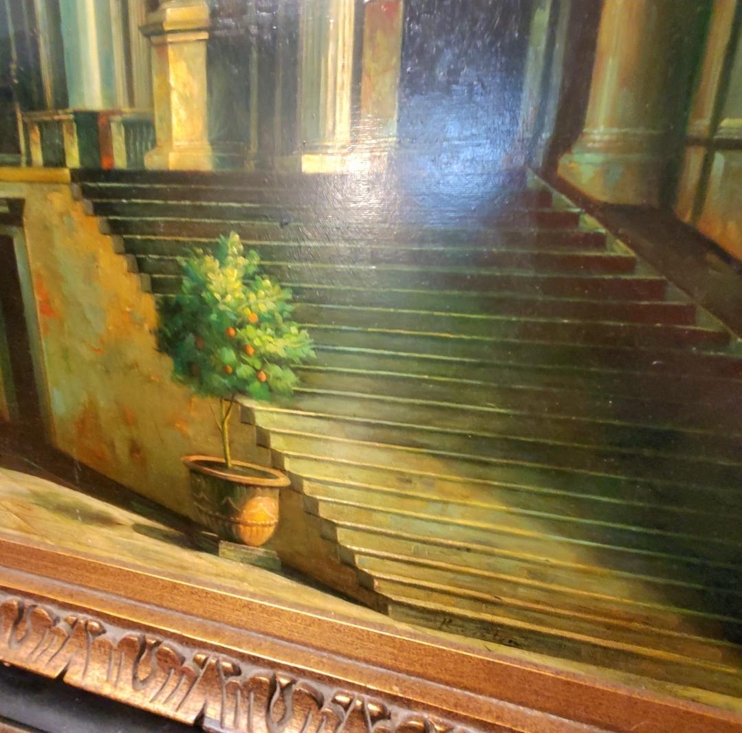 Unknown Monumental Late 20th Century Century Italian Architectural Oil Painting on Canva For Sale