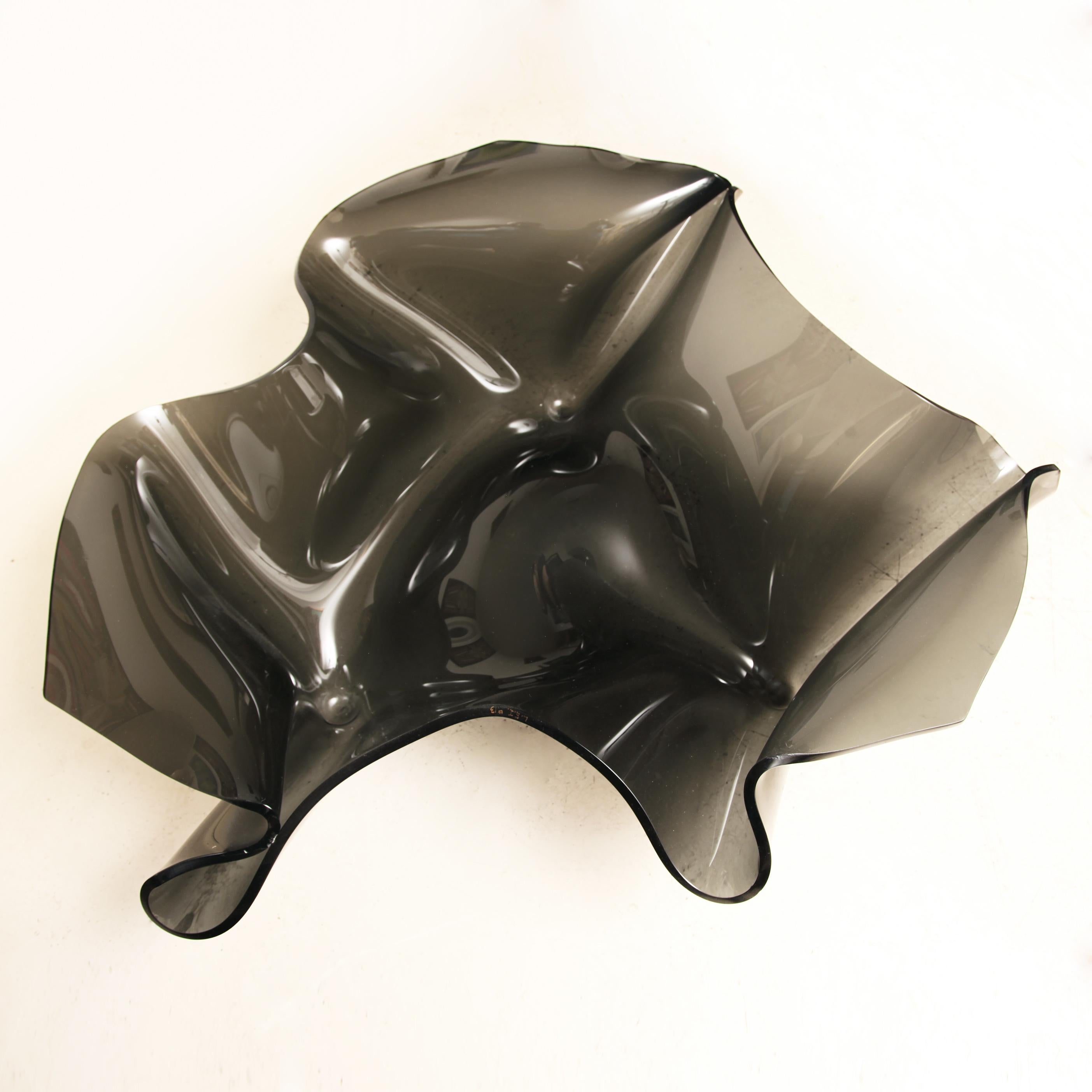 Monumental Laurel Fyfe Sculptural Black Glass Handkerchief Coffee Table, Signed For Sale 4