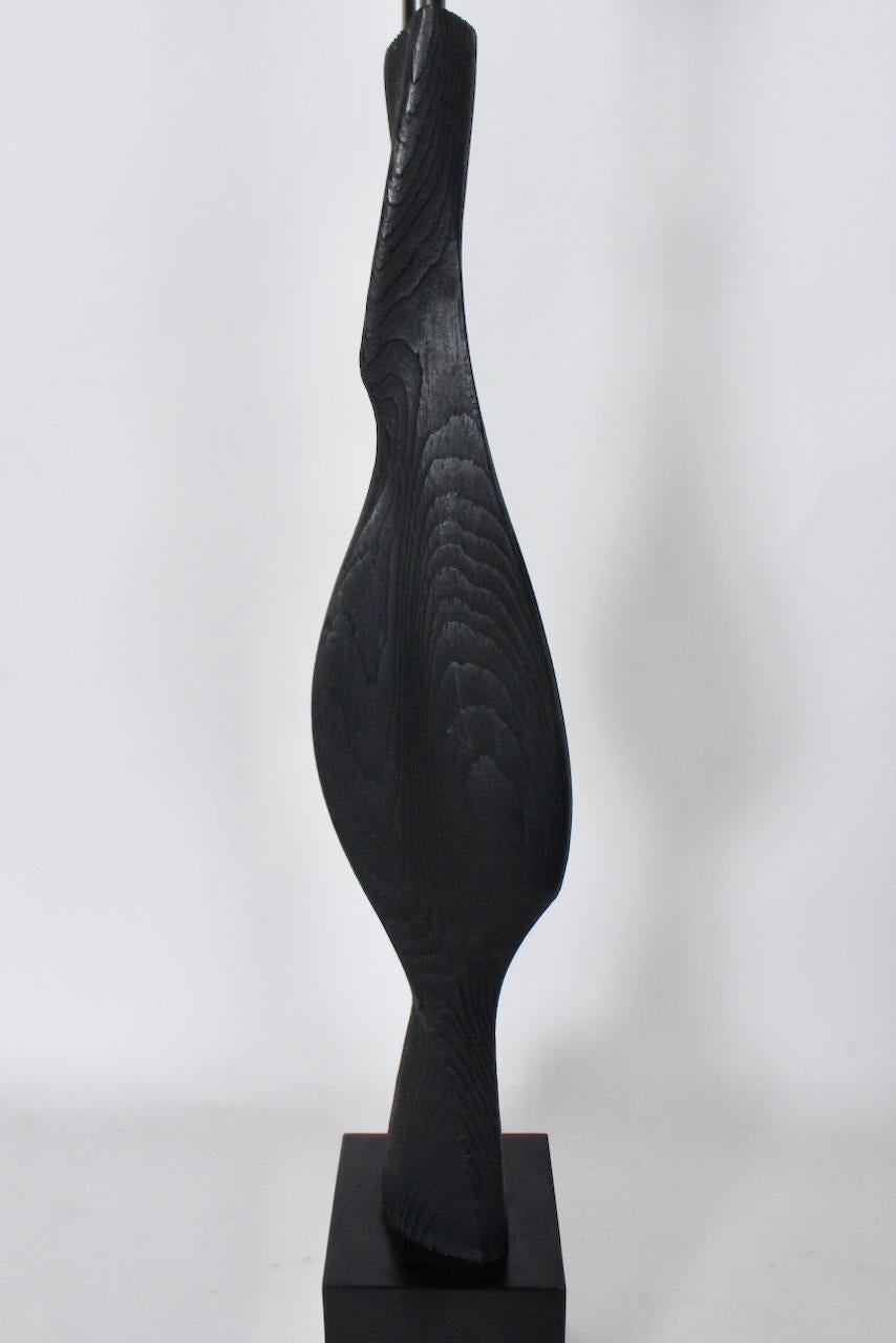 Monumental Laurel Lamp Co. Lampe à poser en bois ébonisé noir sculpté en vente 5