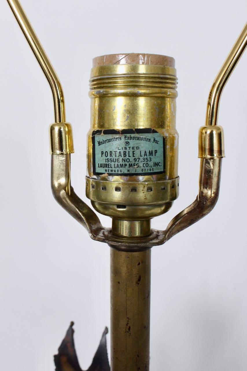 Monumental Laurel Lamp Co. Two Tier Flora Inspired Torch Cut Brass Table Lamp For Sale 8