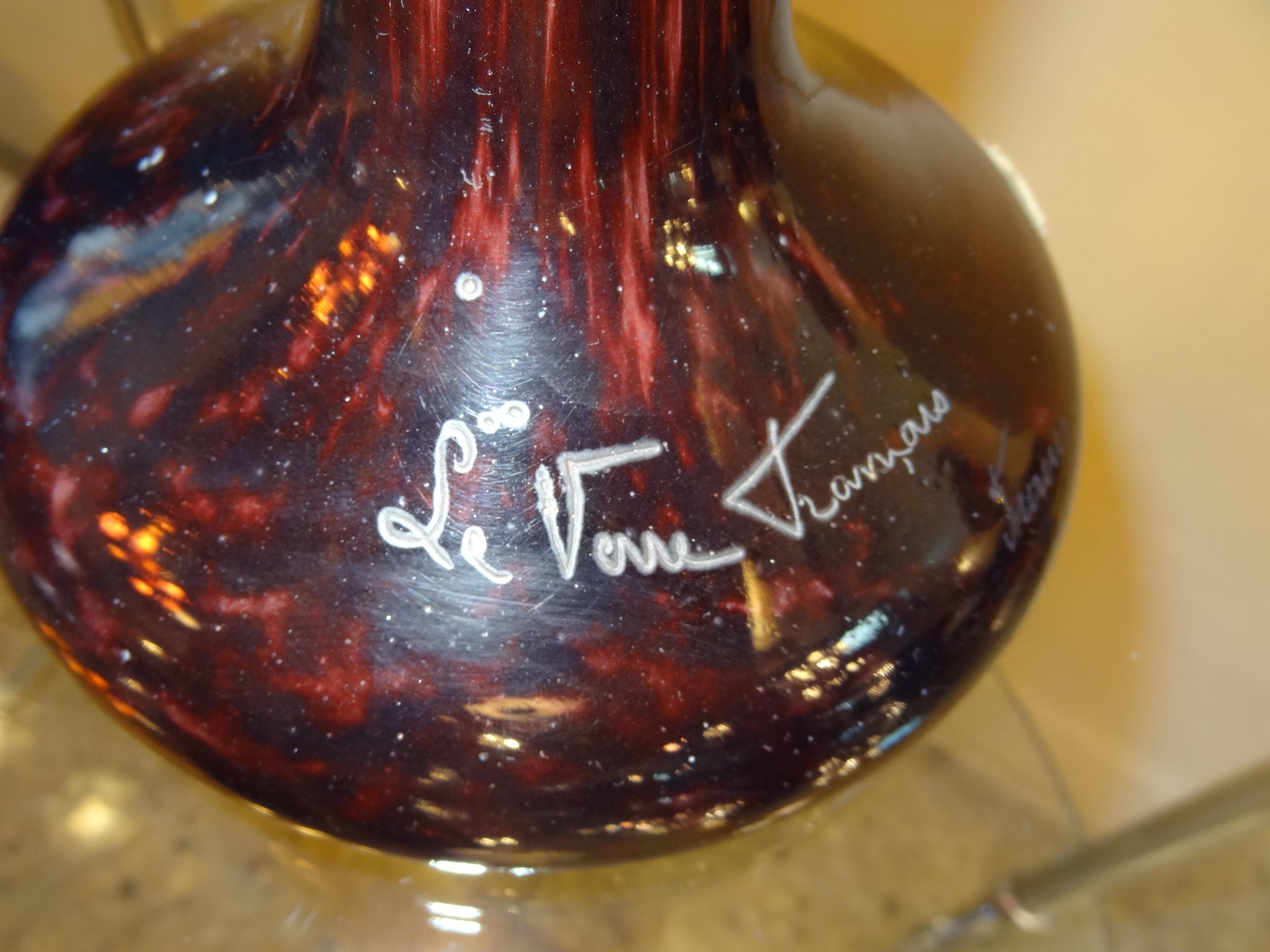 Art Glass Monumental Le Verre Francais( Cardamines plant) Style: Art Nouveau, Liberty For Sale