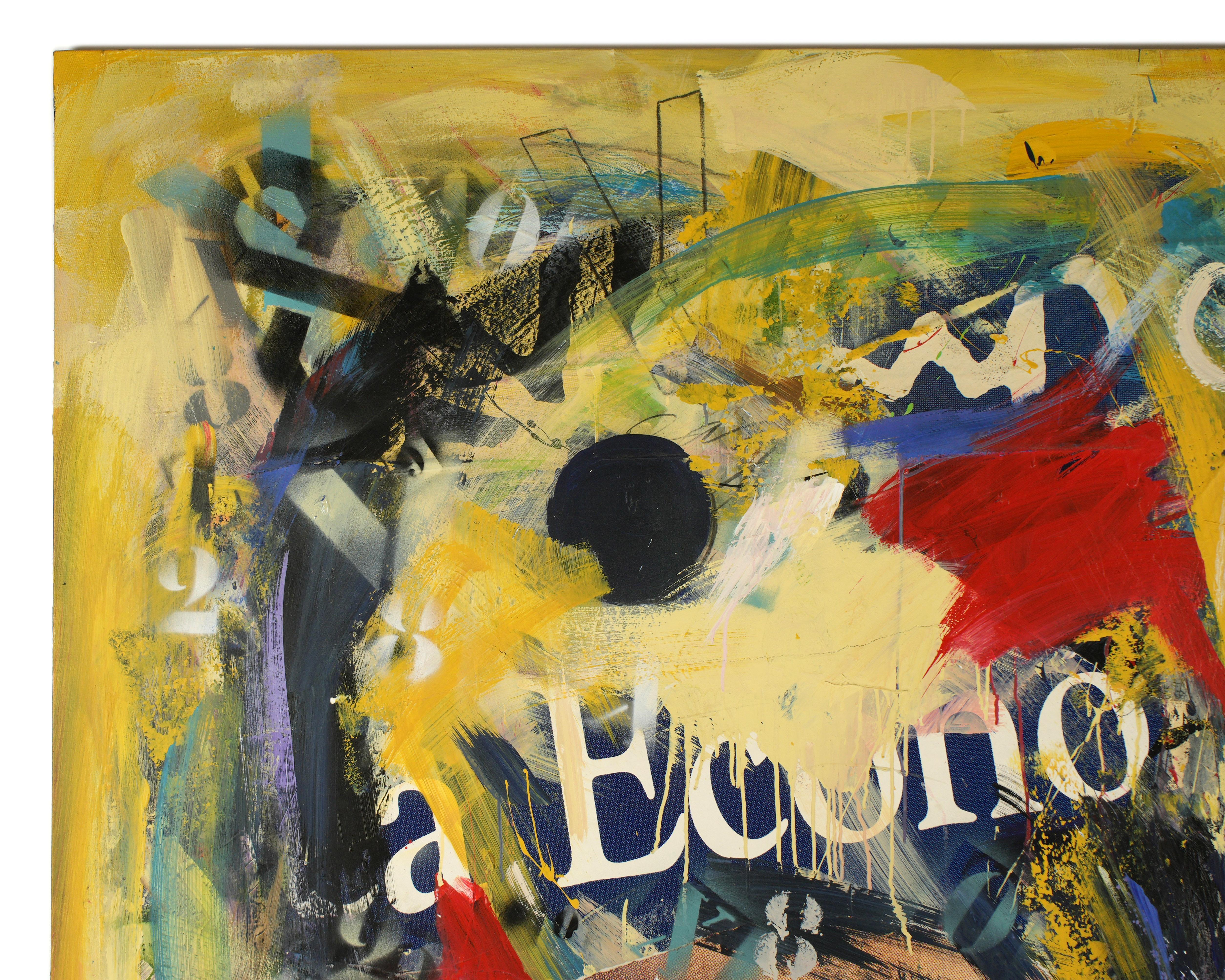  Monumental Len Steckler (Amerikaner, 1928-2016) Abstrakte Mischtechnik Abstrakte Komposition Malerei. Öl und Decoupage auf Leinwand, signiert unten links, betitelt 