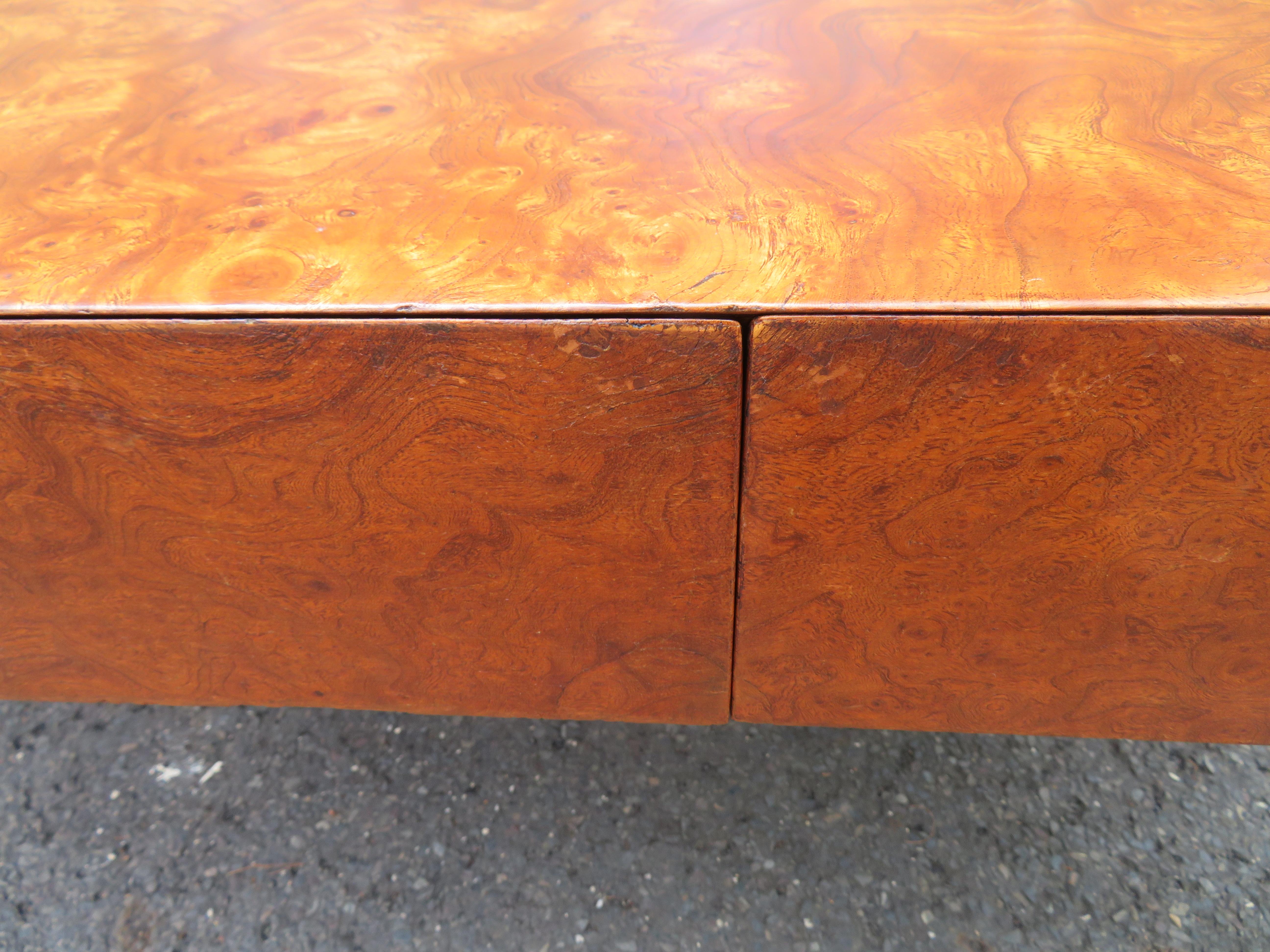 Monumental Leon Rosen Pace Collection Burl Walnut Steel Desk Mid-Century Modern For Sale 6