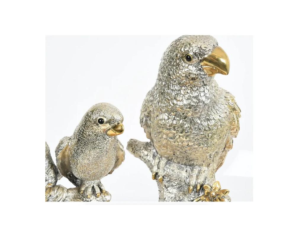 Monumental Life Size Parrot Bird Sterling Silver 925 Centerpiece, Sculpture on M In Good Condition For Sale In New York, NY